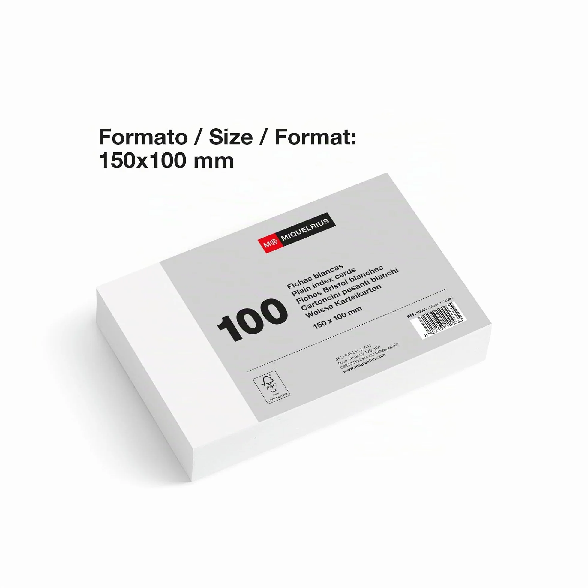 Miquelrius Flashcards 100 Schede di Studio Bianco 150 x 100 mm Cartoncino 200 g/m² Materiale Scolastico
