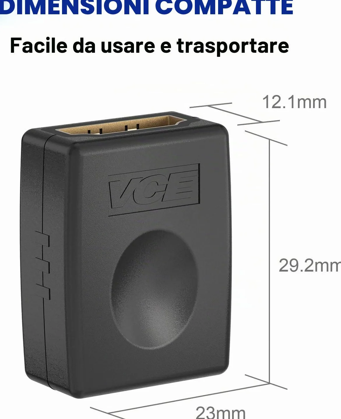 VCE Adattatore HDMI Femmina-Femmina Placcato Oro, Supporta 4K@60Hz HDR ARC, 2 Pezzi
