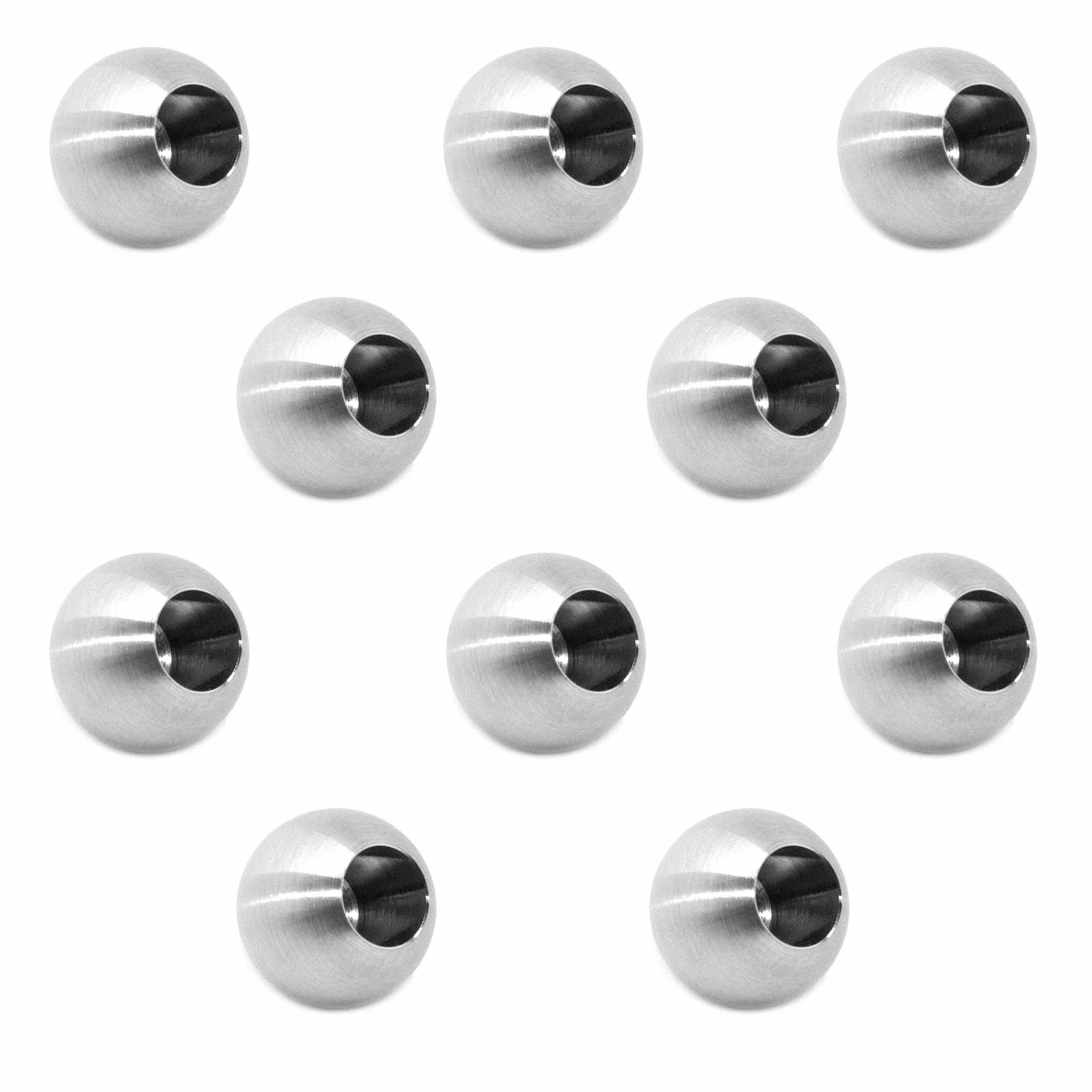 PRIOstahl Sfera decorativa a sfera in acciaio inox, 10 sfere di diametro 20 mm, con foro cieco da 10 mm, per ringhiere, asta rotonda per balcone, scale, pali in acciaio inox V2A