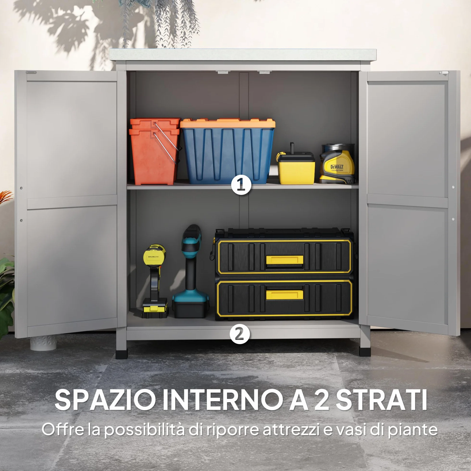Outsunny Armadio da Esterno Acciaio Zincato 79x43x92 cm Grigio