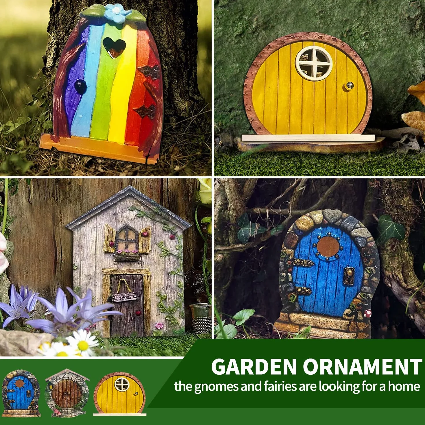 B-019-B 6 Pezzi Porticina Elfo Dell'Albero Del Giardino Delle Fate, Porta In Miniatura Decorazione Fata Piccola Casa Bambini Mini Regalo, Miniatura Fata Giardino Decorazione Esterna