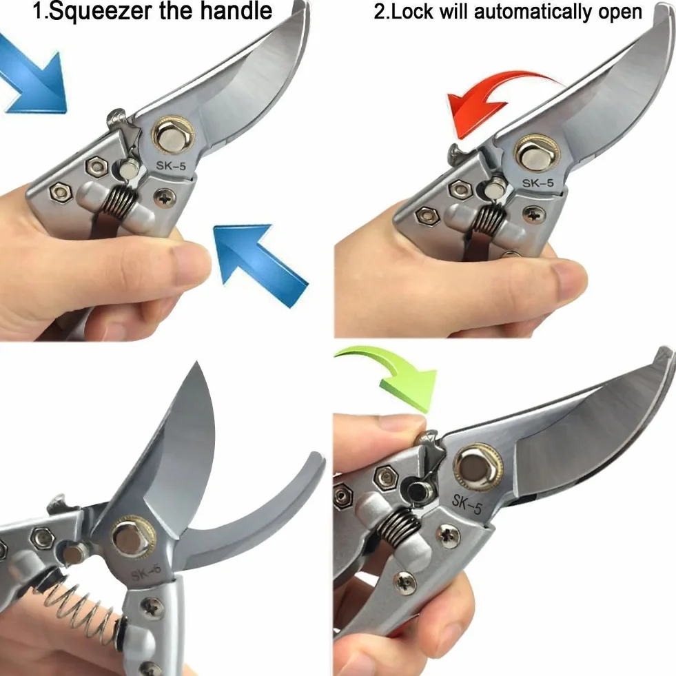 Forbici da Giardinaggio Cesoie da Potatura Lama Acciaio Inossidabile Troncarami per Piante Bonsai Fiori Siepi