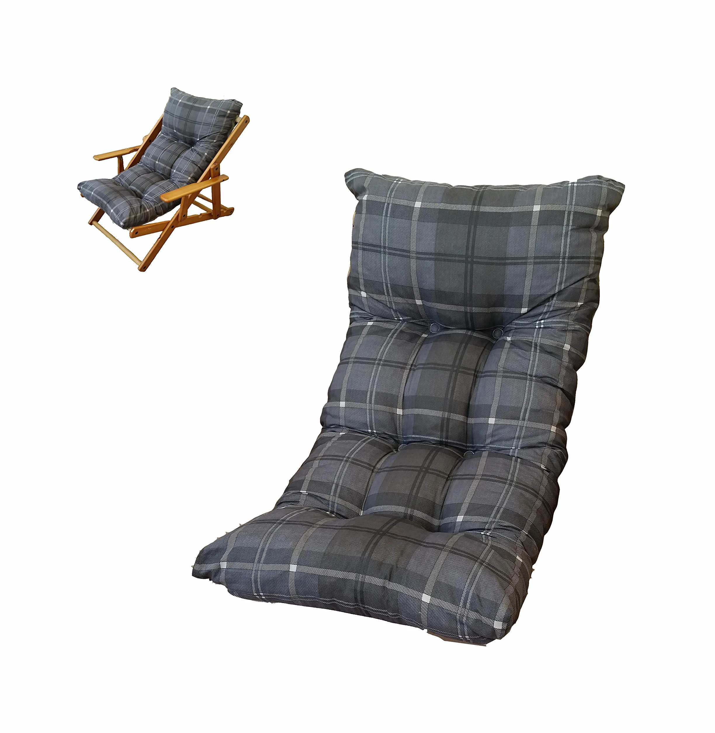 Liberoshopping Cuscino Imbottito di Ricambio per Poltrona Sdraio Relax Colore Grigio Scuro Scacchi