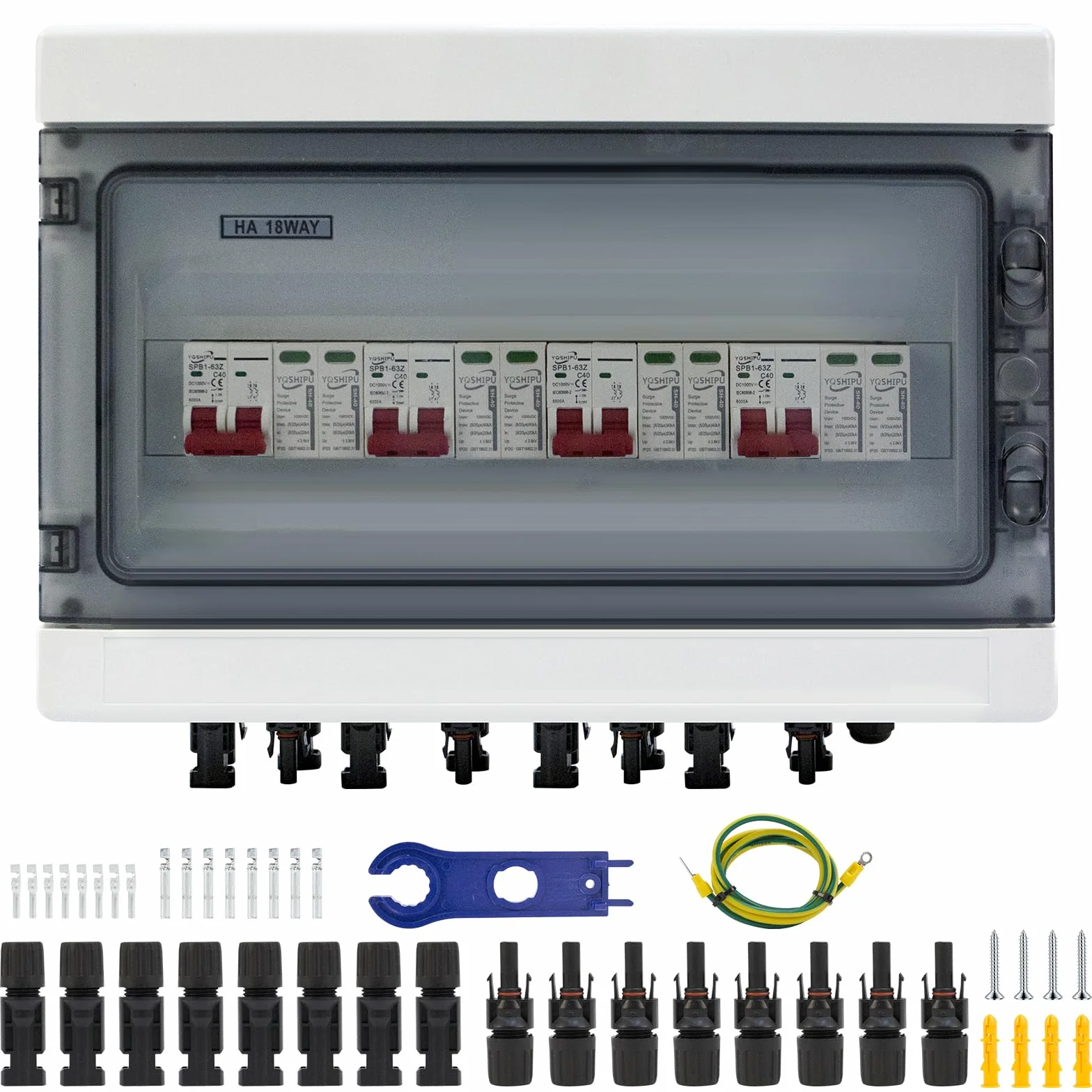 Scaricatore di Sovratensione DC 40A 1000V IP65 Protezione Fulmini 4 in 4 Out