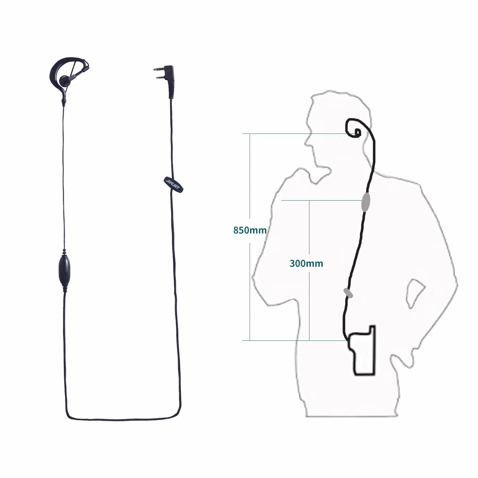 Radio Oreillett 2 Pin Compatible Acoustic Tube Security Bodyguard Écouteurs PTT Mic BF-88E BF-888S UV-5R UV-5RE 2 voie 5 pièces