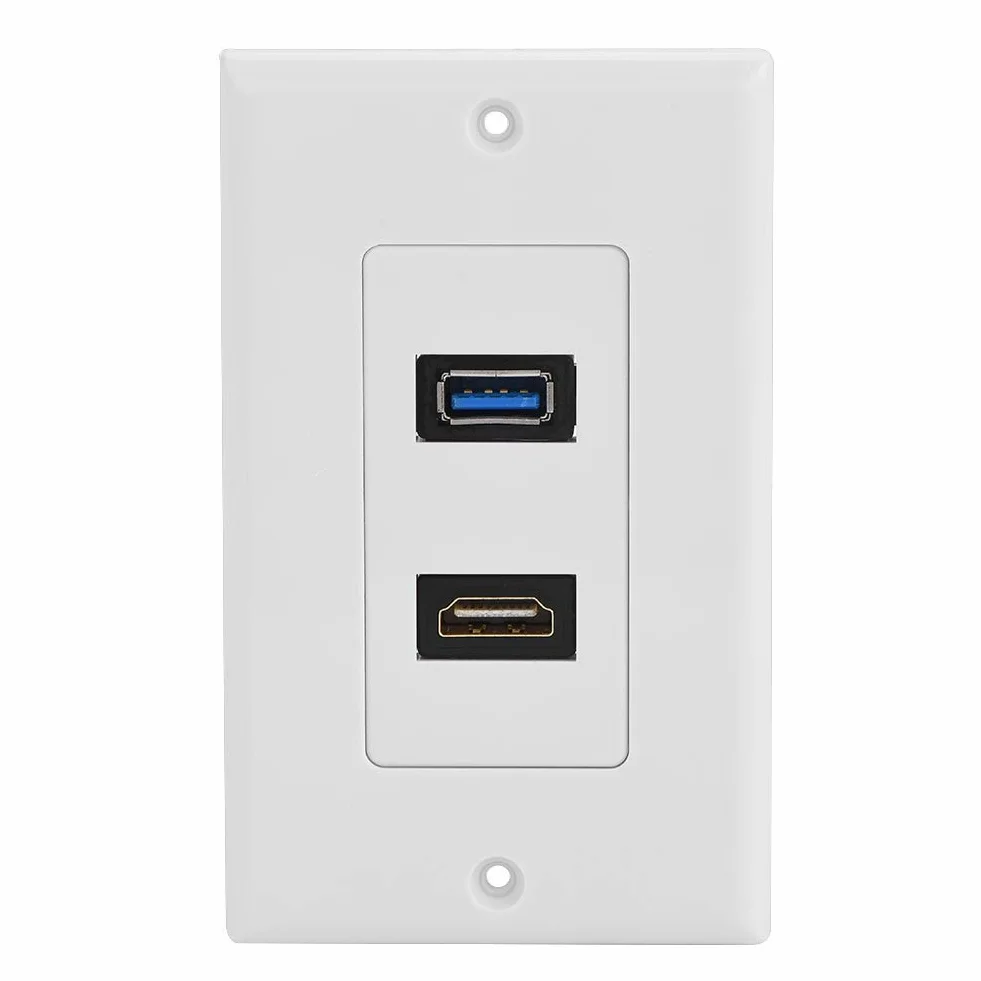 Presa per Pannello a Parete HDMI USB 3.0 Video Multimediale Integrata Due in per Proiettore Home Theater