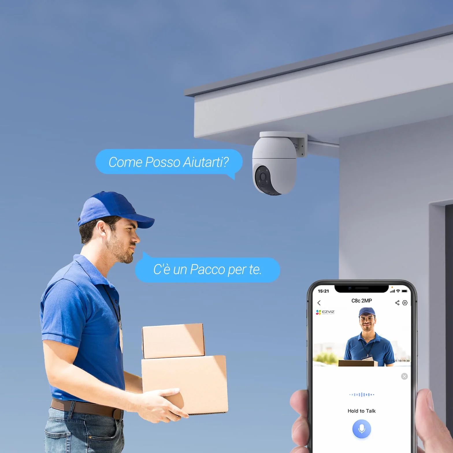 EZVIZ C8c 2MP Telecamera di Sorveglianza Wi-Fi Esterno 360° Auto-Zoom Tracciamento IP65