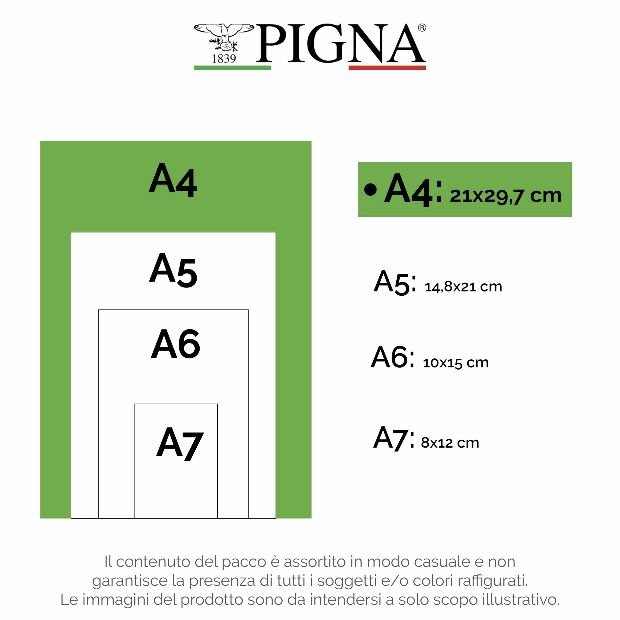 Pigna Colours Quaderno A4 Rigatura 0Q Quadretti 5 mm Margine Carta 80G/Mq Pacco da 10 Pezzi