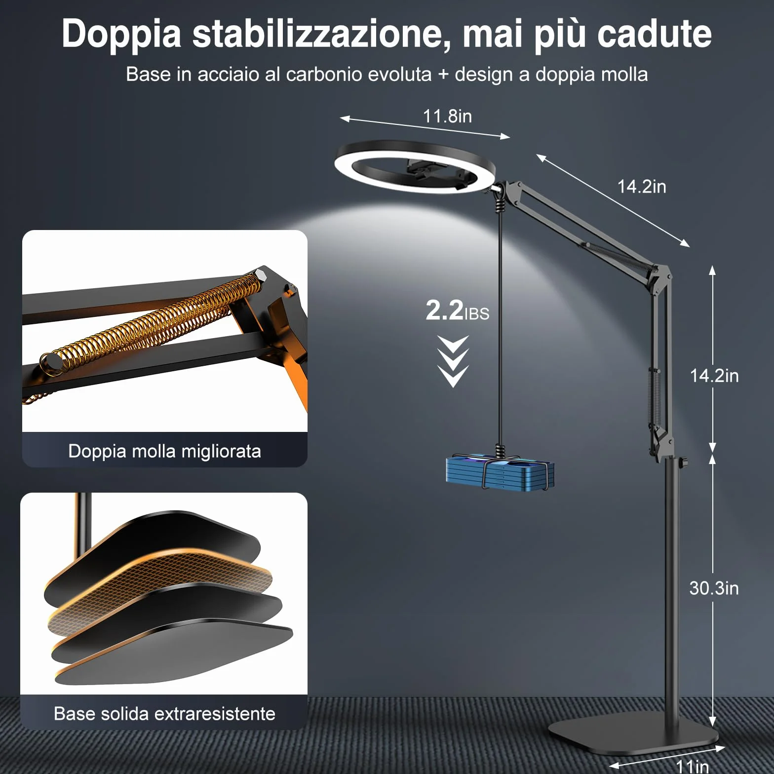 Evershop Ring Light 10" con Treppiede e Supporto Telefono, Luce LED Rotabile 360°, CRI>95