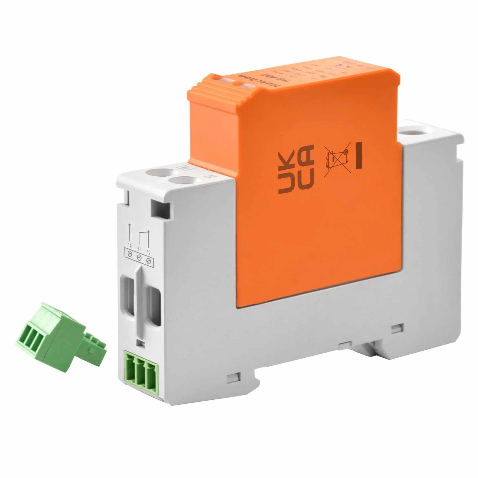 Heschen HS-40D SPD Dispositivo di Protezione Sovratensione 275VAC 20KA 1+NPE L-Line Down Ignifugo Guida DIN 35mm