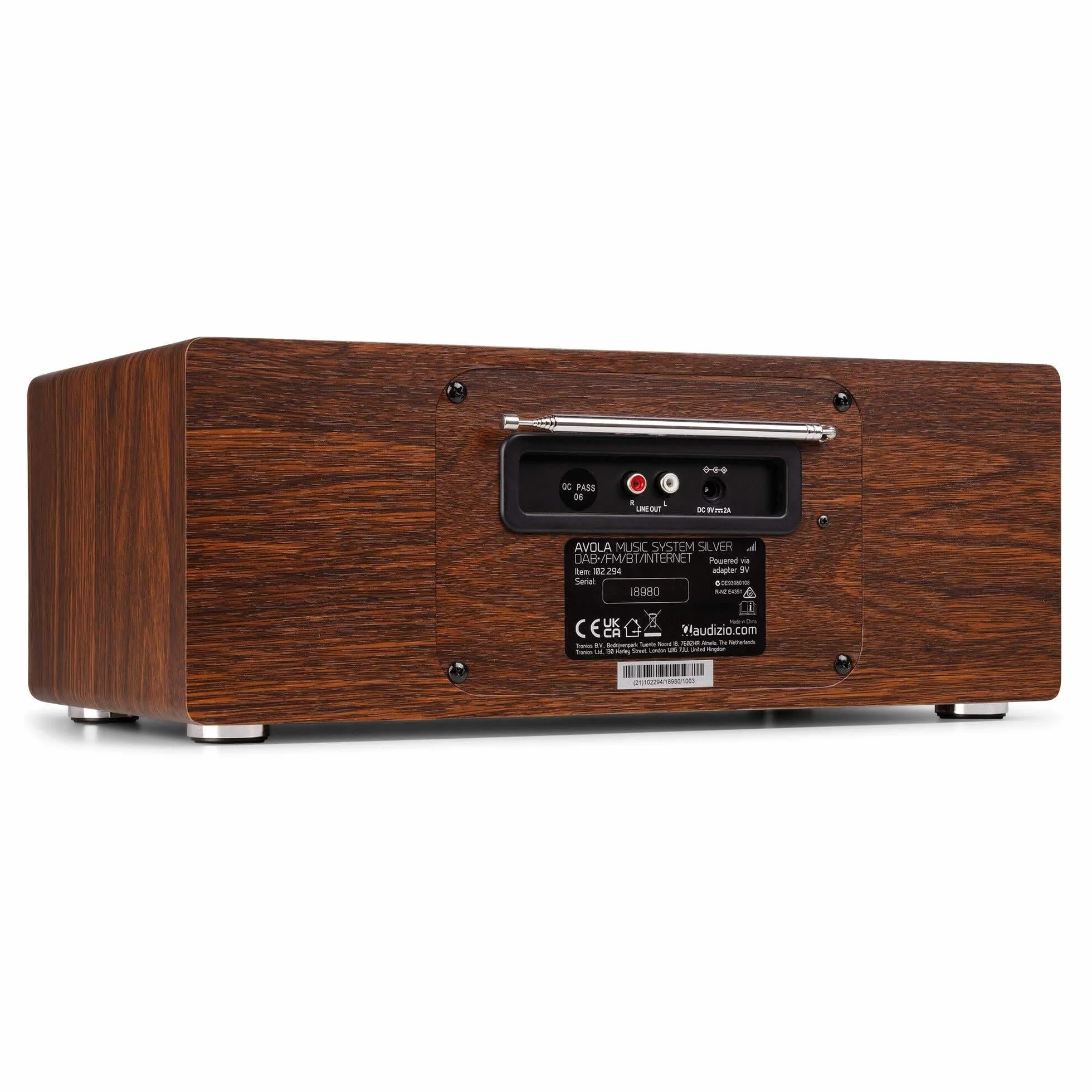 Audizio Avola Radio DAB+ Internetradio z czytnikiem CD Bluetooth WLAN FM Srebrny Brązowy