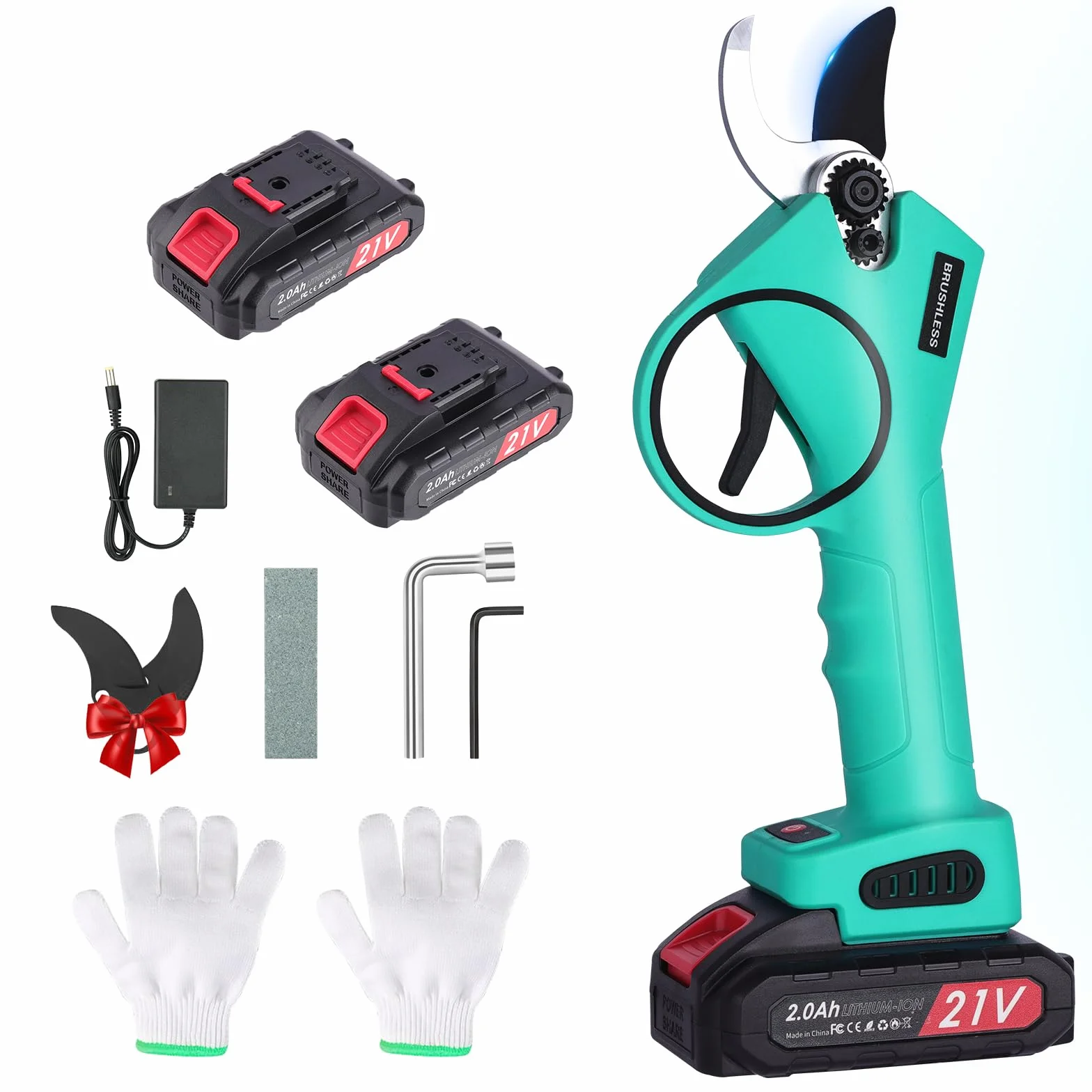 Forbici Potatura a Batteria con Lame SK7: Leggere Cesoie a Batteria per Potatura con Regolabile 30-20mm con 2 Batterie 2000mAh, Forbice potatura a Batteria per Potatura Giardino, Olivo, Ulivo, vigneti