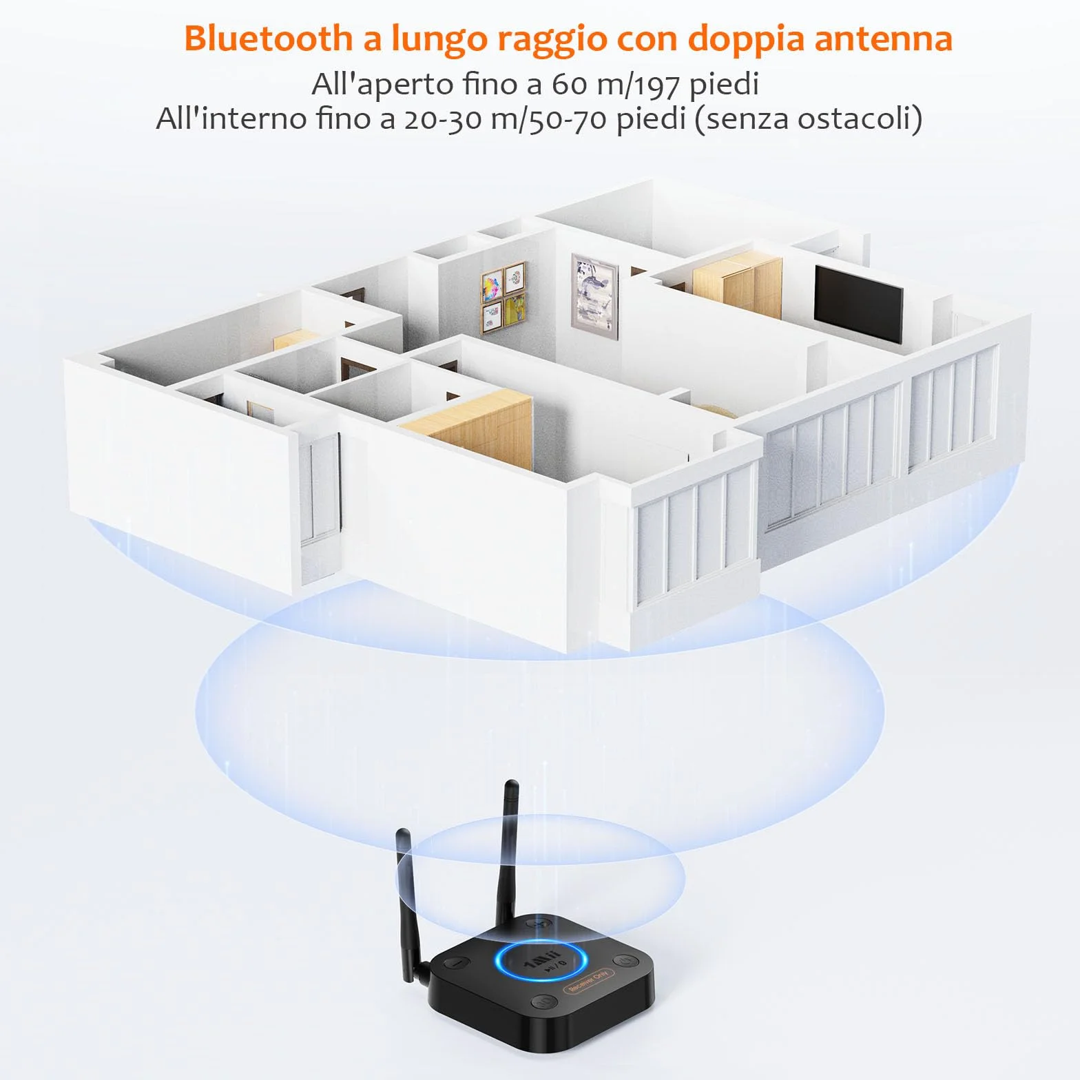 1Mii Ricevitore Bluetooth 5.3 HiFi, Adattatore Audio aptX Bassa Latenza Uscita Ottica Coassiale AUX RCA per Amplificatore