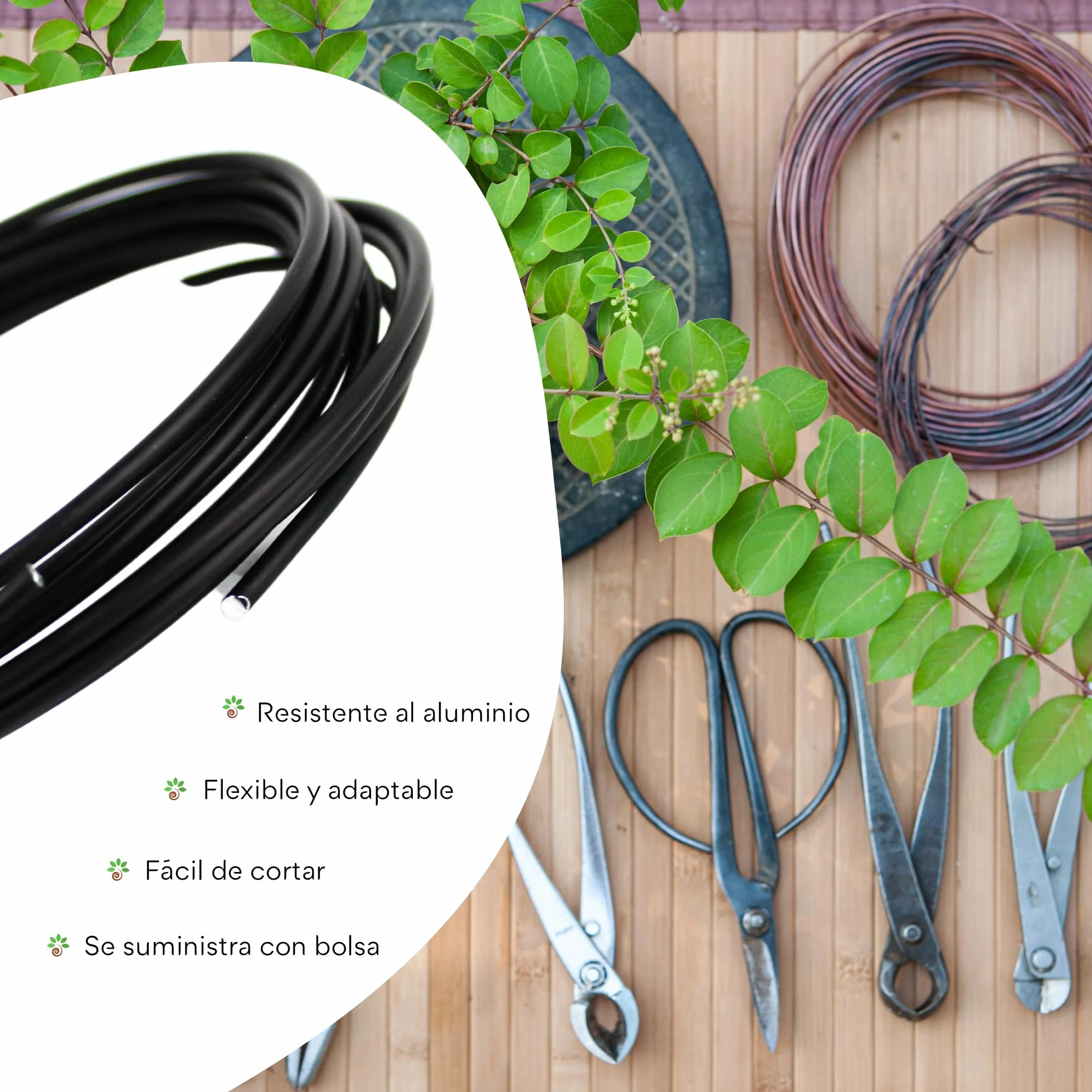CULTIVEA® Filo per bonsai, set di 6 rotoli di filo di alluminio - 1,0mm/1,5mm/2,0mm/2,5mm/3,0mm/4,0mm - Legatura anticorrosione per bonsai, attrezzi per giardinaggio indoor - bonsai, piante, alberi