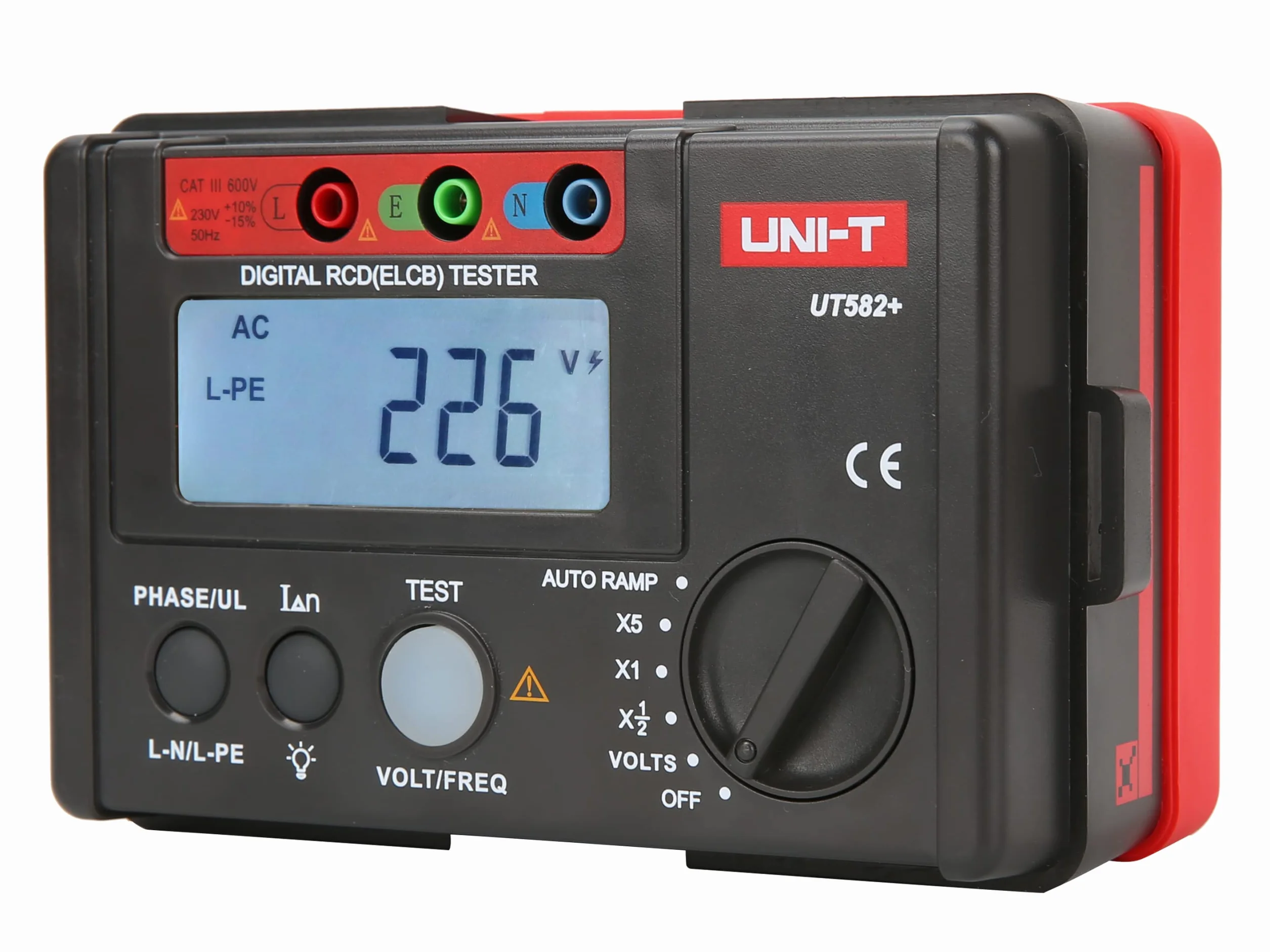 UNI-T UT582+ Digital RCD Tester AUTO RAMP Leakage Circuit Breaker Meter