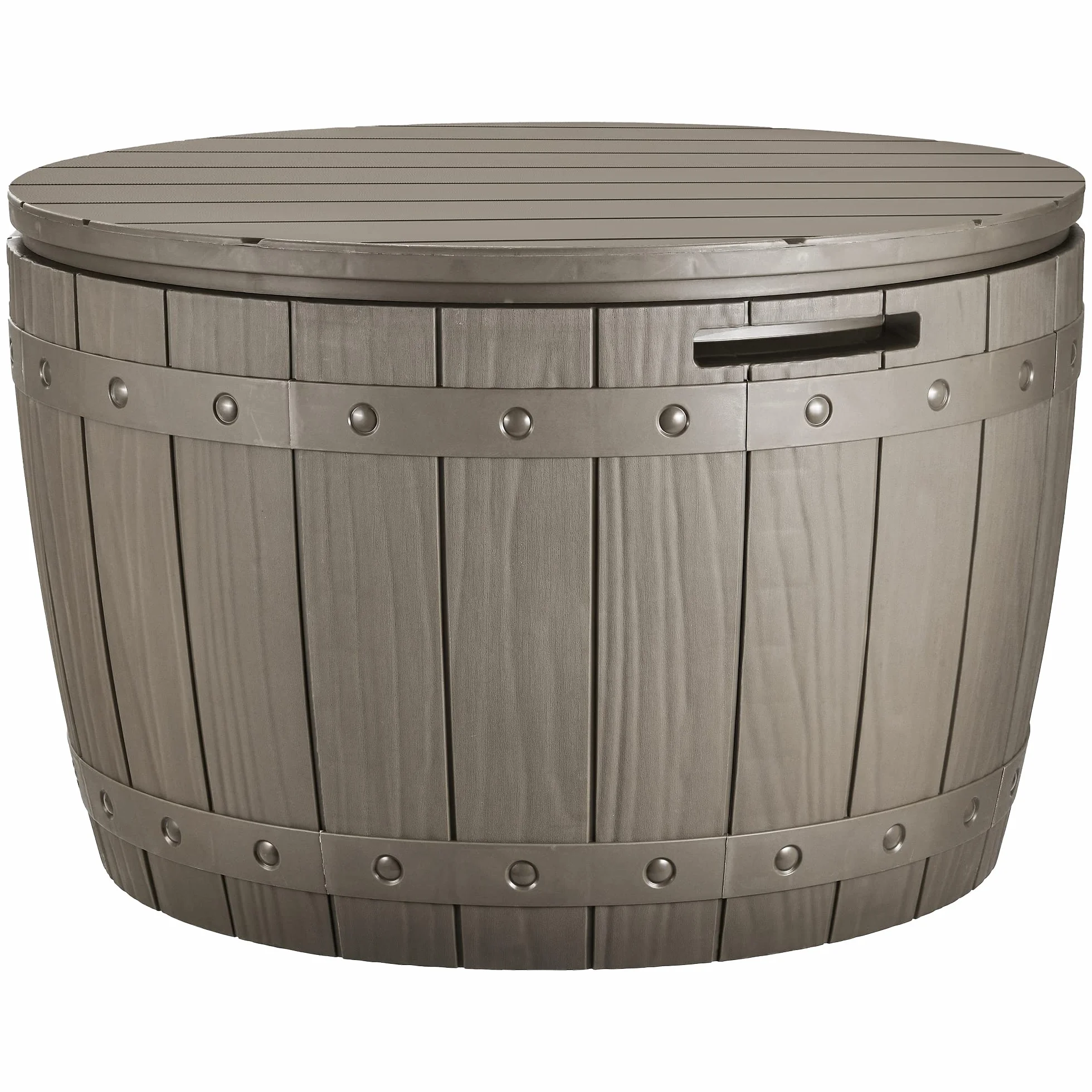YITAHOME Scatola rotonda 33 galloni, portaoggetti patio, tavolo patio cuscino, accessori piscina, resina impermeabile, facile leggera