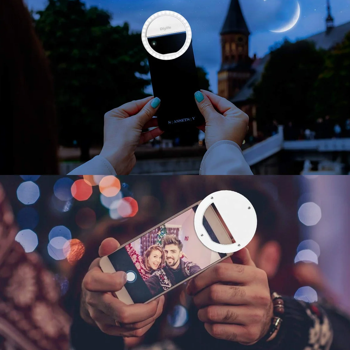 Selfie Ring Light Ricaricabile 36 LED 3 Livelli di Luminosità con Clip per Telefono