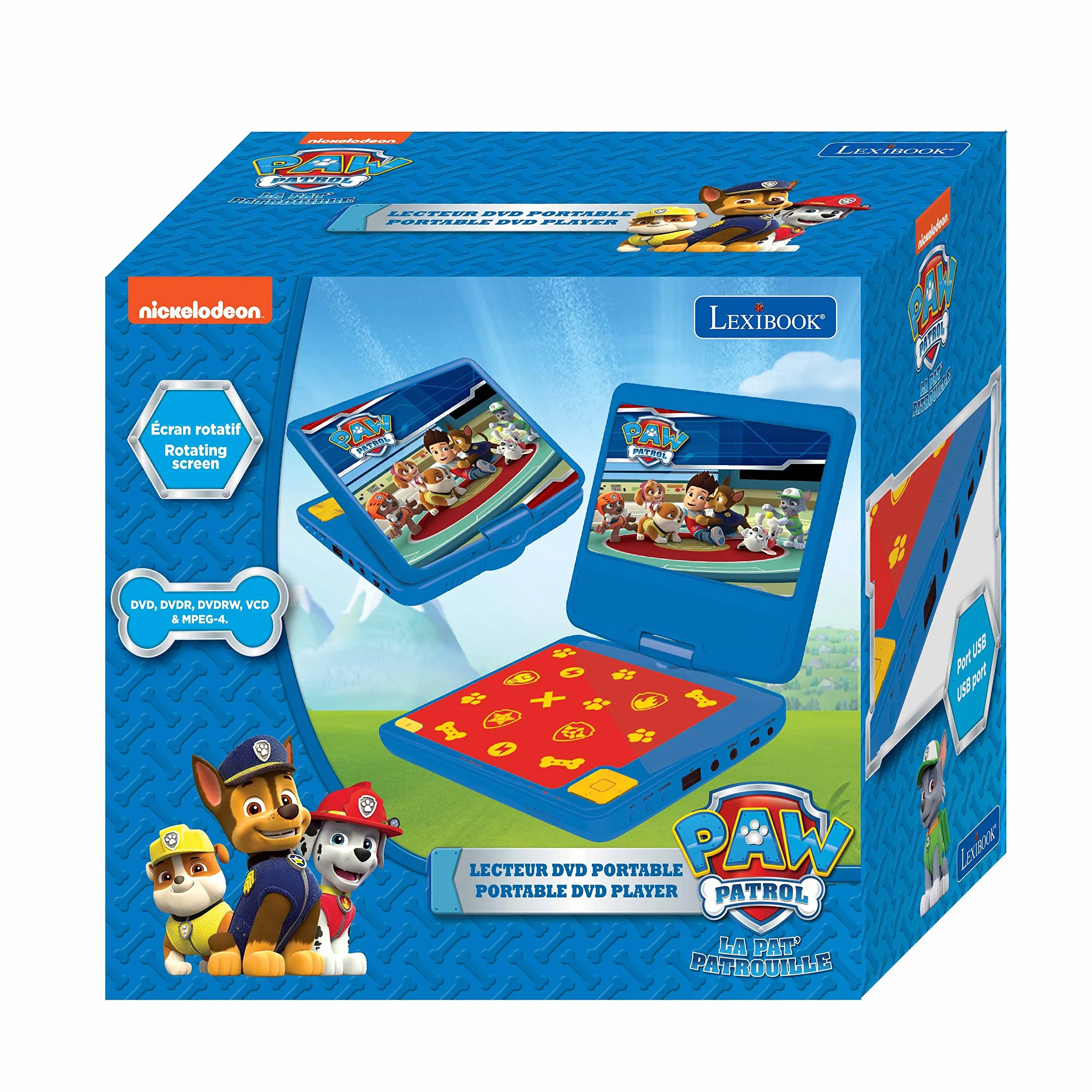 Lexibook Paw Patrol Lettore DVD portatile 7" schermo rotante per bambini DVDP6PA