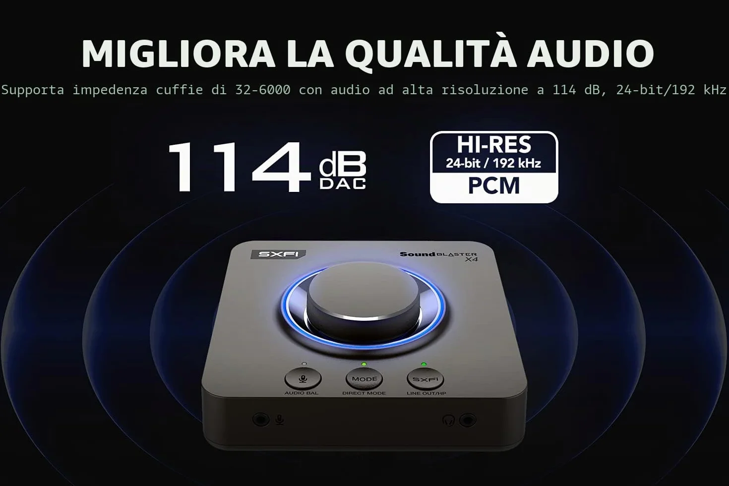 Creative Sound Blaster X4 Scheda audio esterna USB DAC 24 bit/192 kHz Super X-Fi 7.1