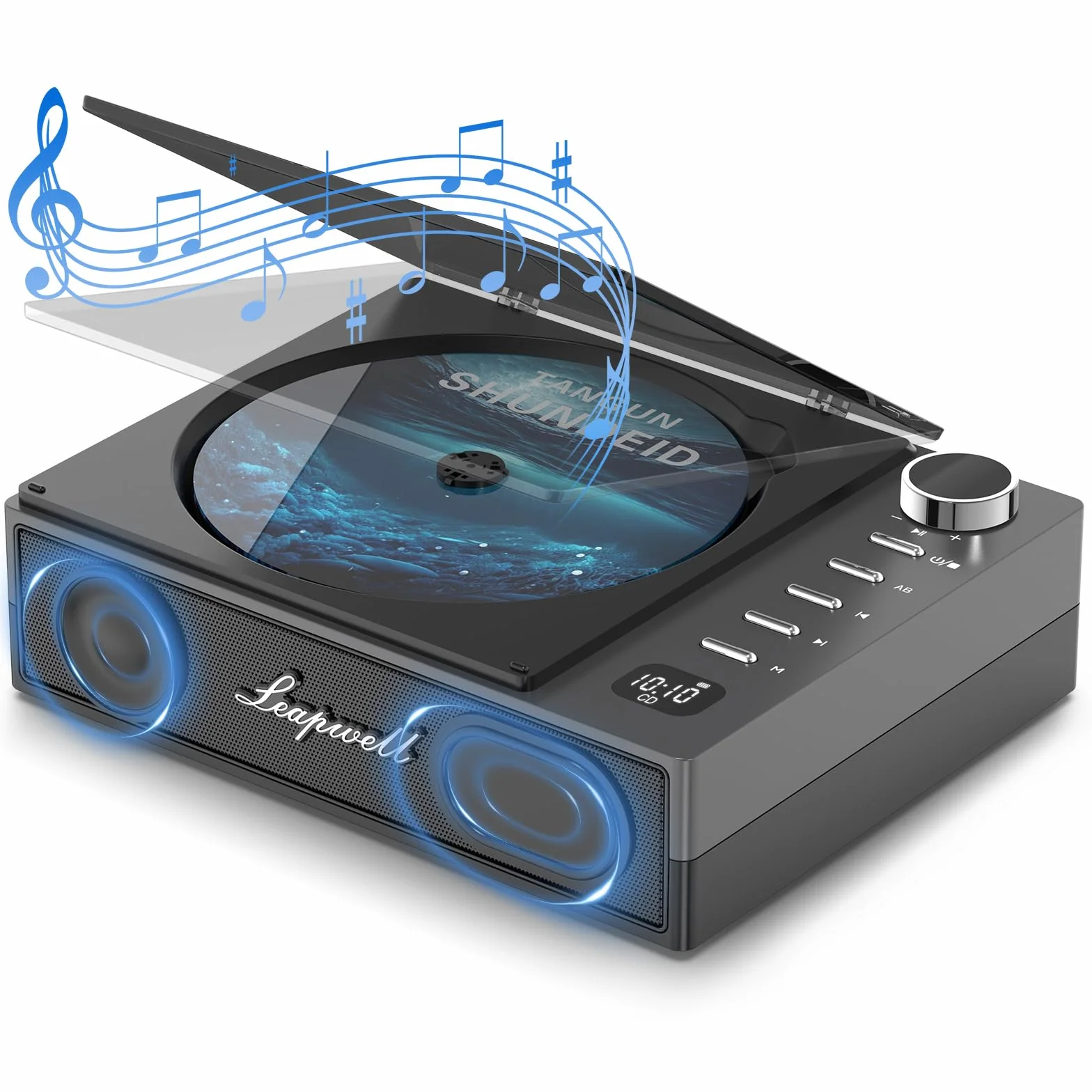 Leapwell Lettore CD Portatile Bluetooth Altoparlanti HiFi Radio AUX USB Nero