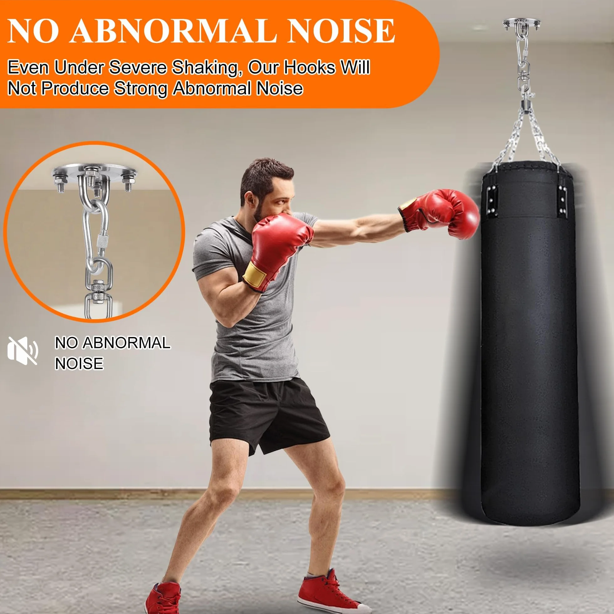 Gancio da Soffitto Acciaio Inossidabile 400 kg Anello M8 360° Rotazione per Sacco da Boxe