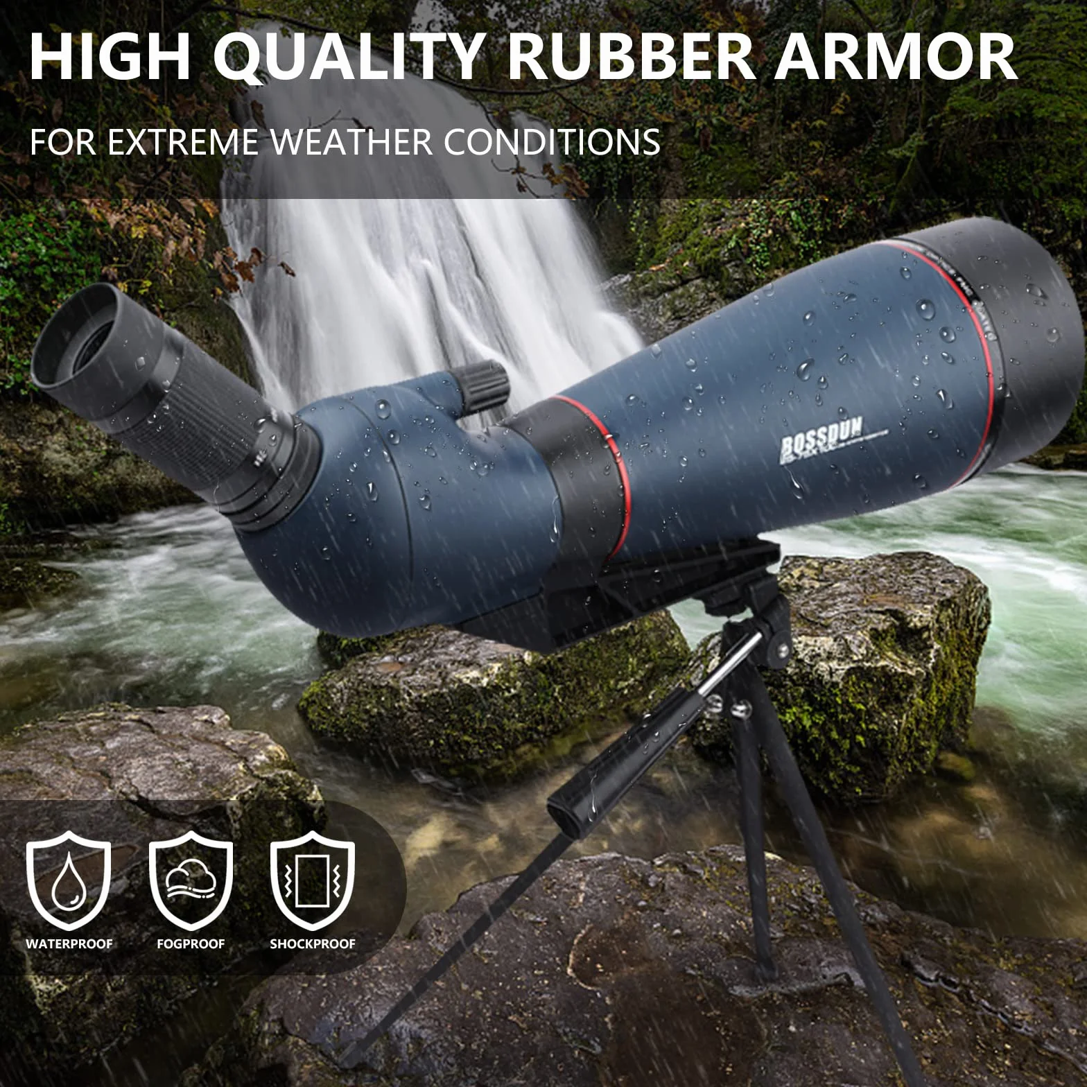 Cannocchiale 25-75x100 BAK4 con Treppiede per Caccia Birdwatching