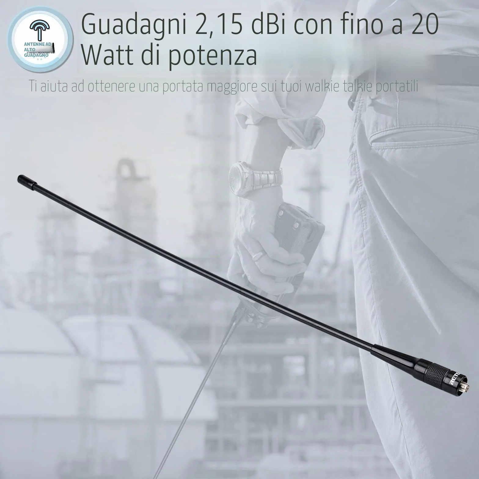 Retevis RHD771 Antenna Ricetrasmittenti Elite Frusta 38CM SMA-F Doppia Banda 144/430 MHz Compatibile con Baofeng UV-5R