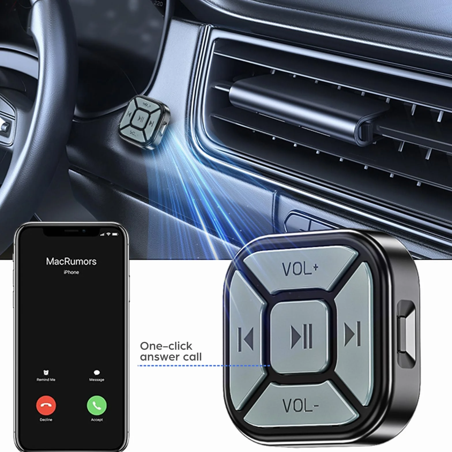 Bluetooth Wireless Multimedia Remote Control Button for iPhone Android Selfie Music Controller