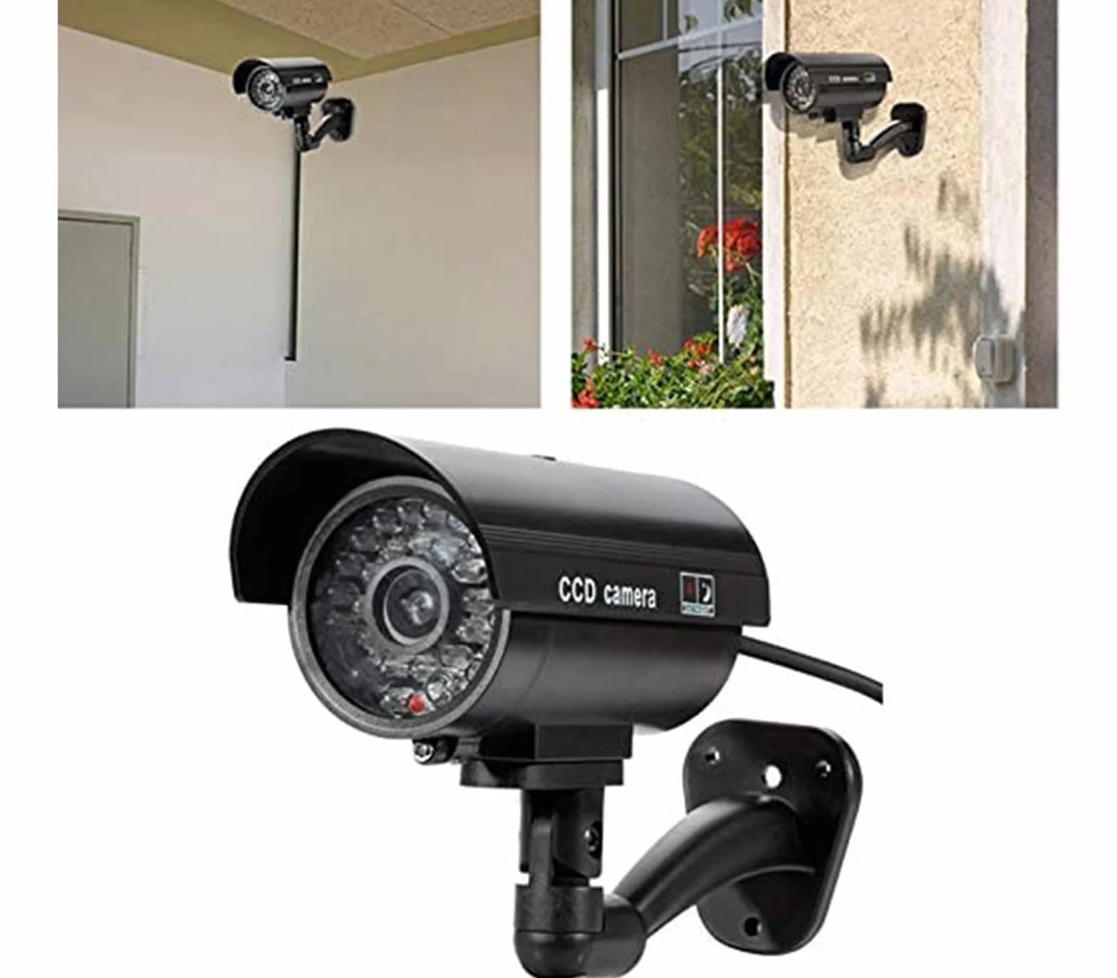 YASTA Telecamera da Esterno Finta 3 pz con Luce LED e Infrarossi Videocamera di Sorveglianza Realistica per Casa Giardino