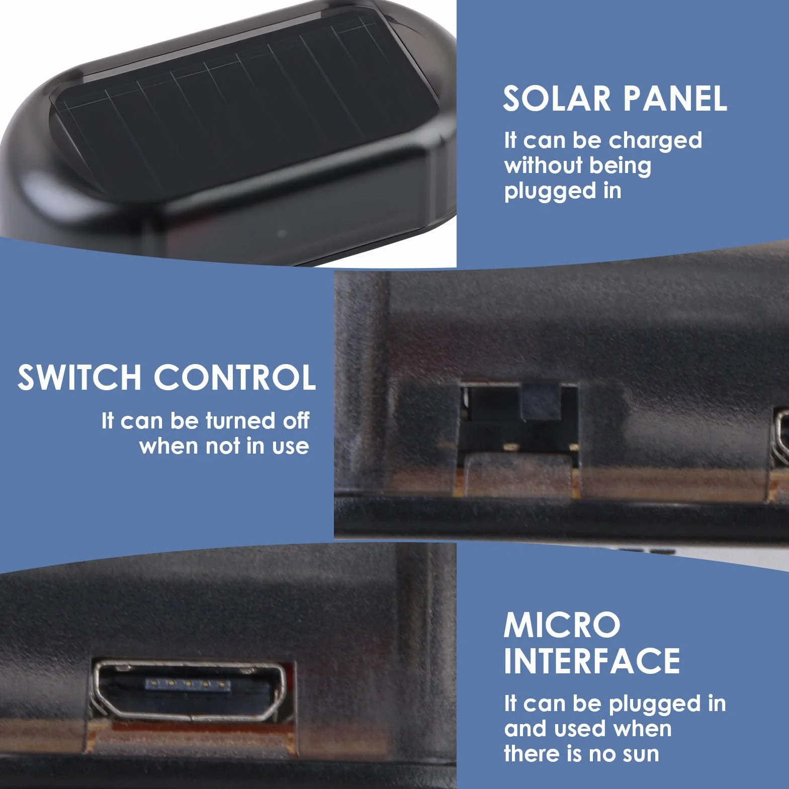 Set di 2 Allarme Solare per Auto, LED Antivandalismo Lampeggiamento Notturno, Sistema Antifurto Flash per Auto Moto Barca