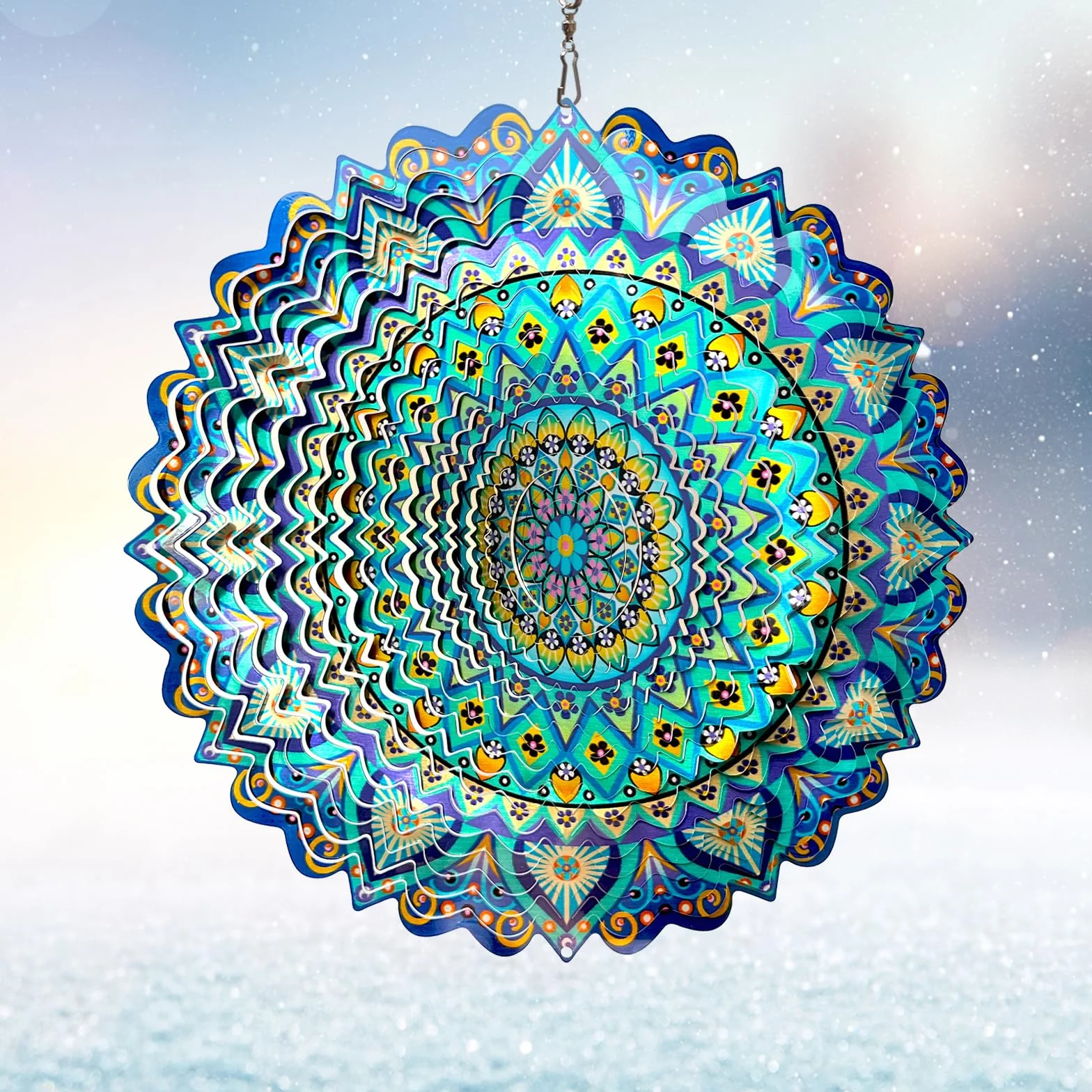Girandole a vento con mandala a forma di pavone, scultura da appendere e girandola per esterni, decorazione da giardino, crea affascinanti effetti olografici idee regalo mandala