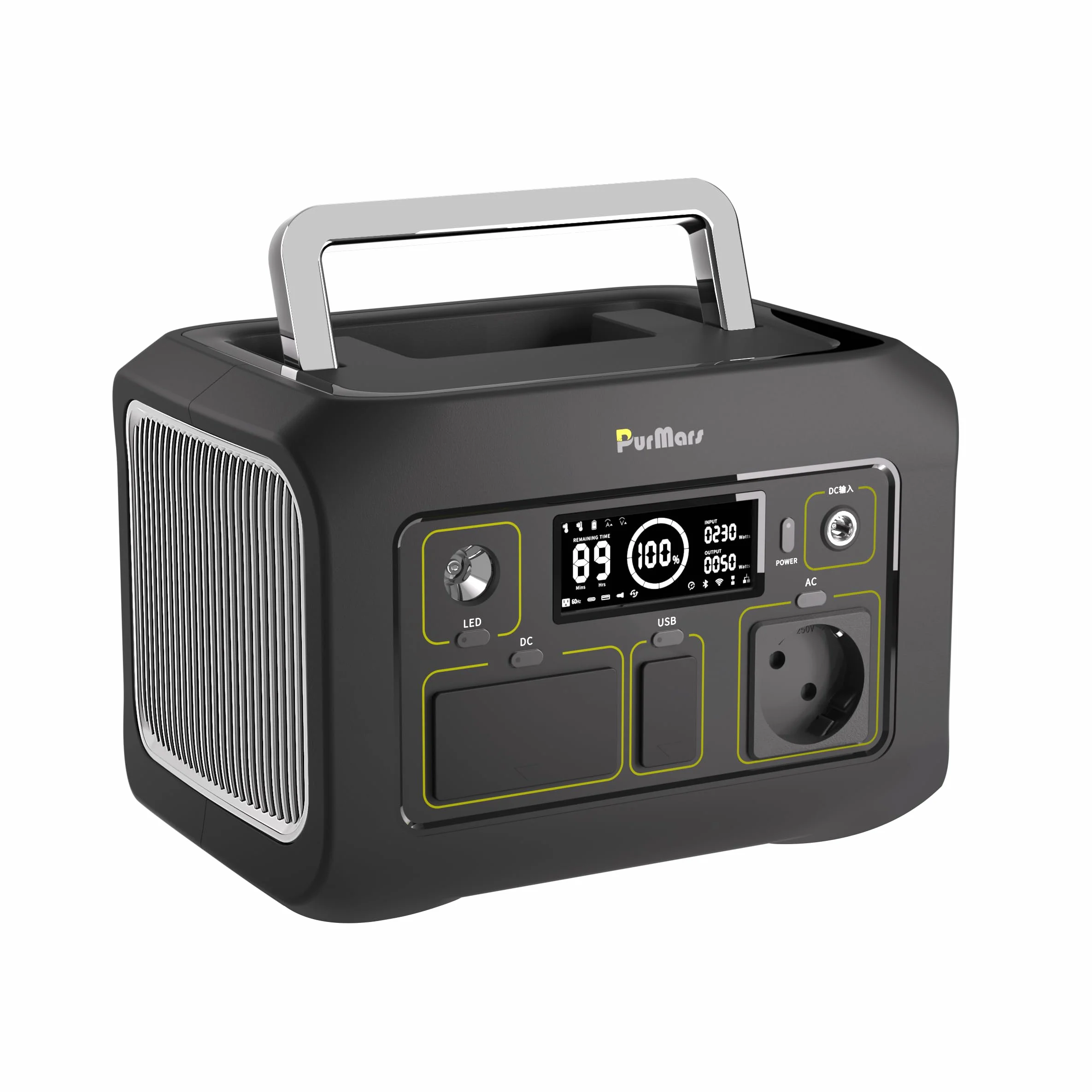 Powerbank Powerstation 300W (Max.500W), 288Wh (90.000mAh) Generatore Solare con Onda sinusoidale pura AC 230V, Batteria LiFePO4 Powerstation, adatto per Campeggio all'aperto, Viaggi e