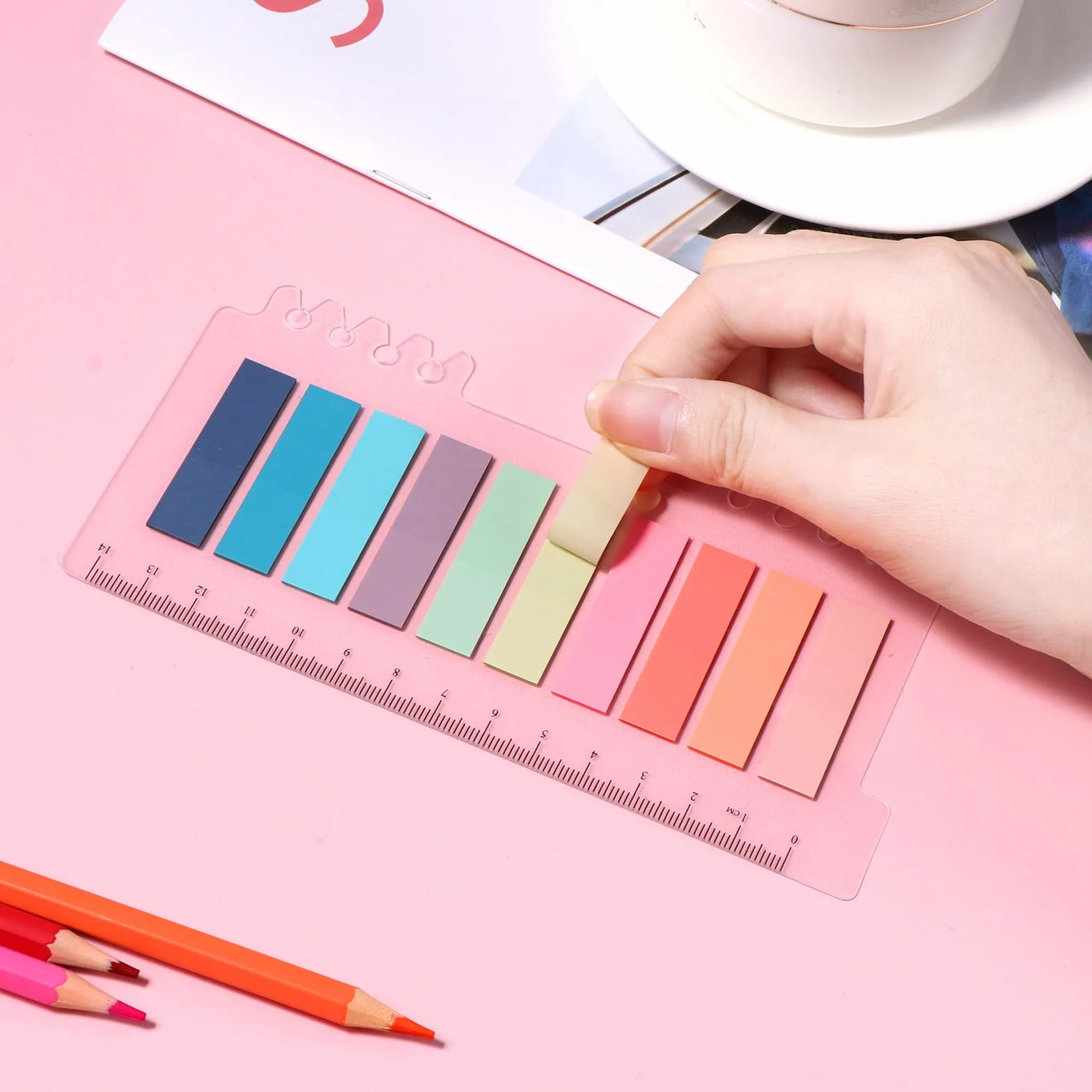 Brencco Segnapagina Plastificati Colorati 1200 Pezzi, Segnalibri Adesivi per Lettura Studio