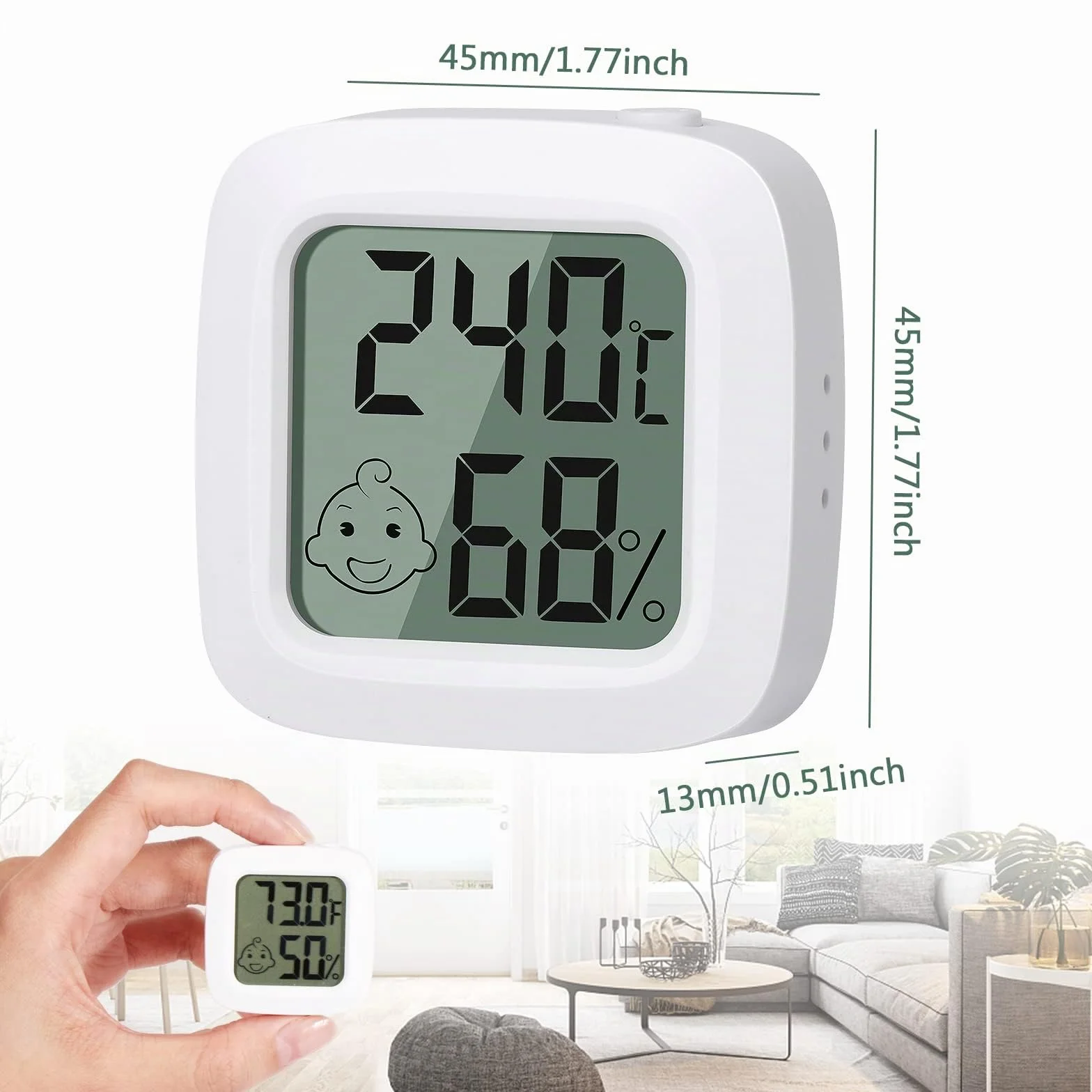 Vinabo Termometro Igrometro Digitale Interno 2 Pezzi, Alta Precisione con Indicatore Comfort