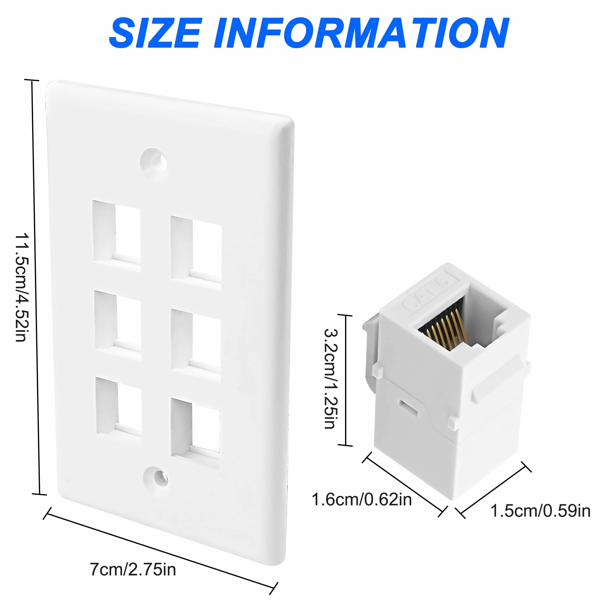 MEIRIYFA Pannello da parete HDMI RCA 6 porte Keystone 3 RCA + 1 Cat6 + 1 Coassiale TV + 1 HDMI Femmina