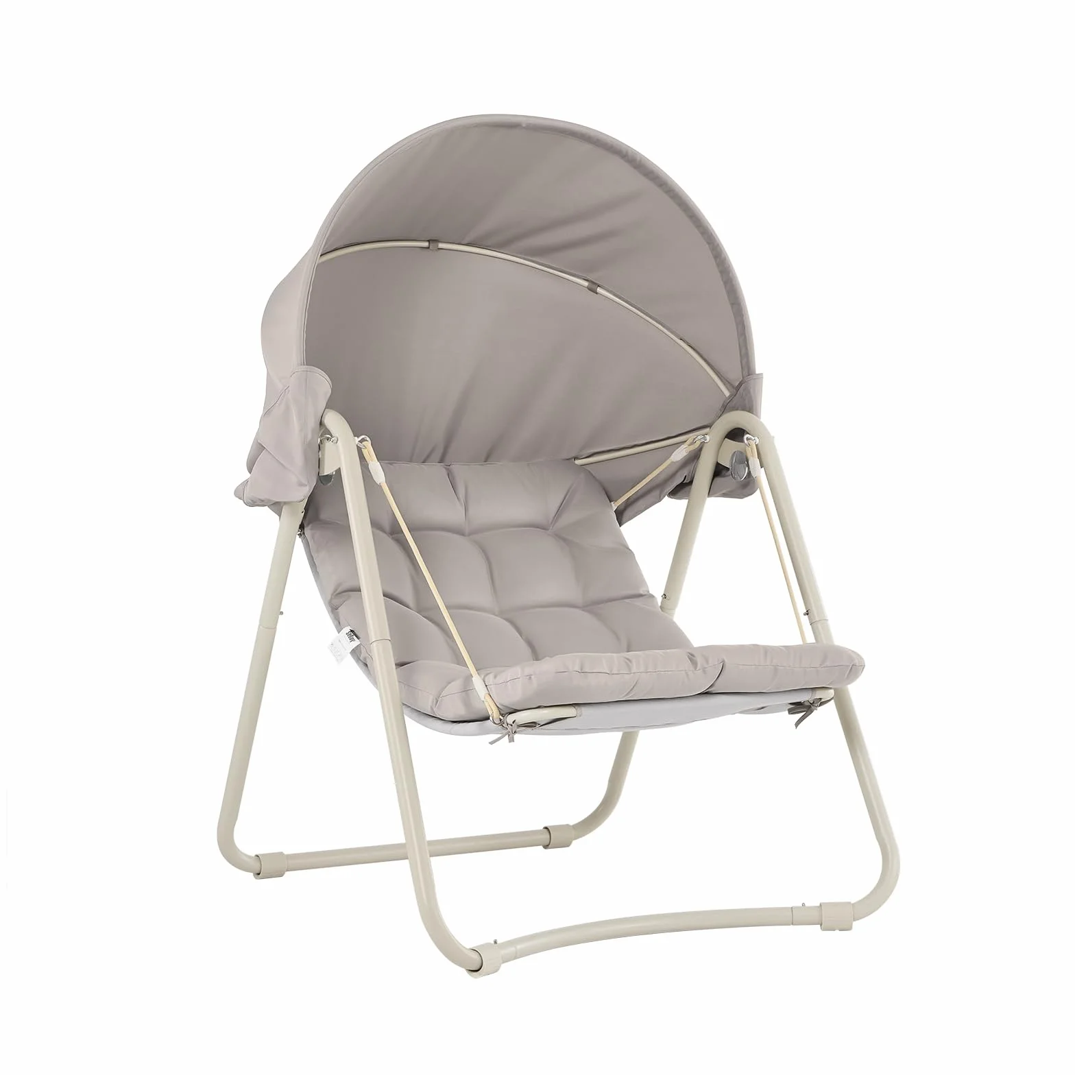 Sobuy Dondolo da Giardino Poltrona Relax Sedia a Dondolo Altalena Divanetto da Esterno Amaca da Giardino Poltrona Sospesa Beige 108x126x163 cm OGS62-MI