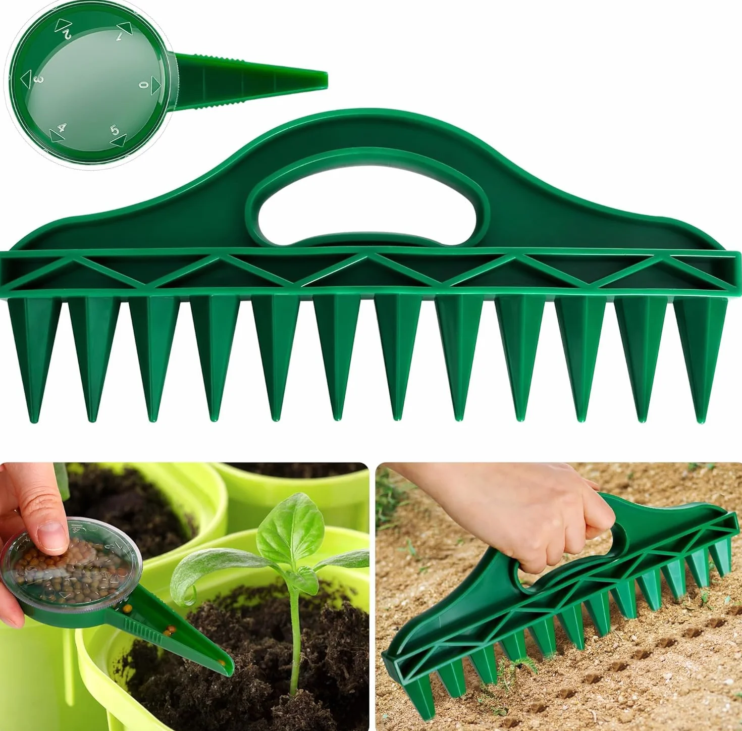 2 Pezzi Distributore di Semi, Dispensatore Sementi, Strumento di Semina da Giardino, Seminatore Manuale con Spargitore Manuale Regolabile per la Semina in Giardino (A)