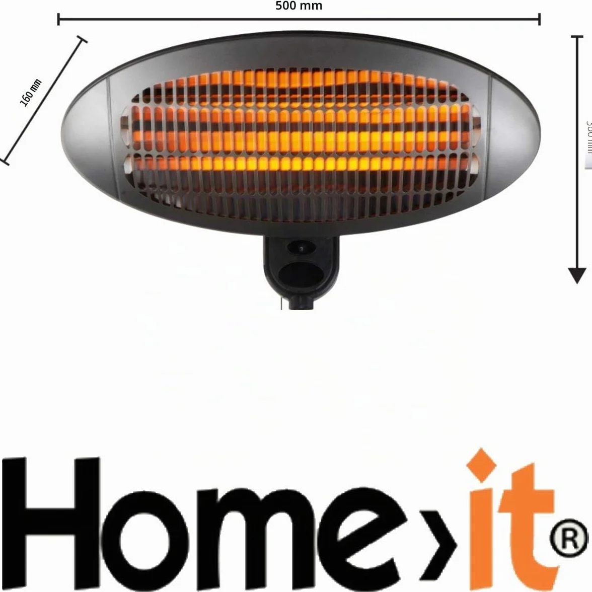 HOME It Stufa da Esterno a Infrarossi da Parete 2000W IP34 Riscaldatore al Quarzo