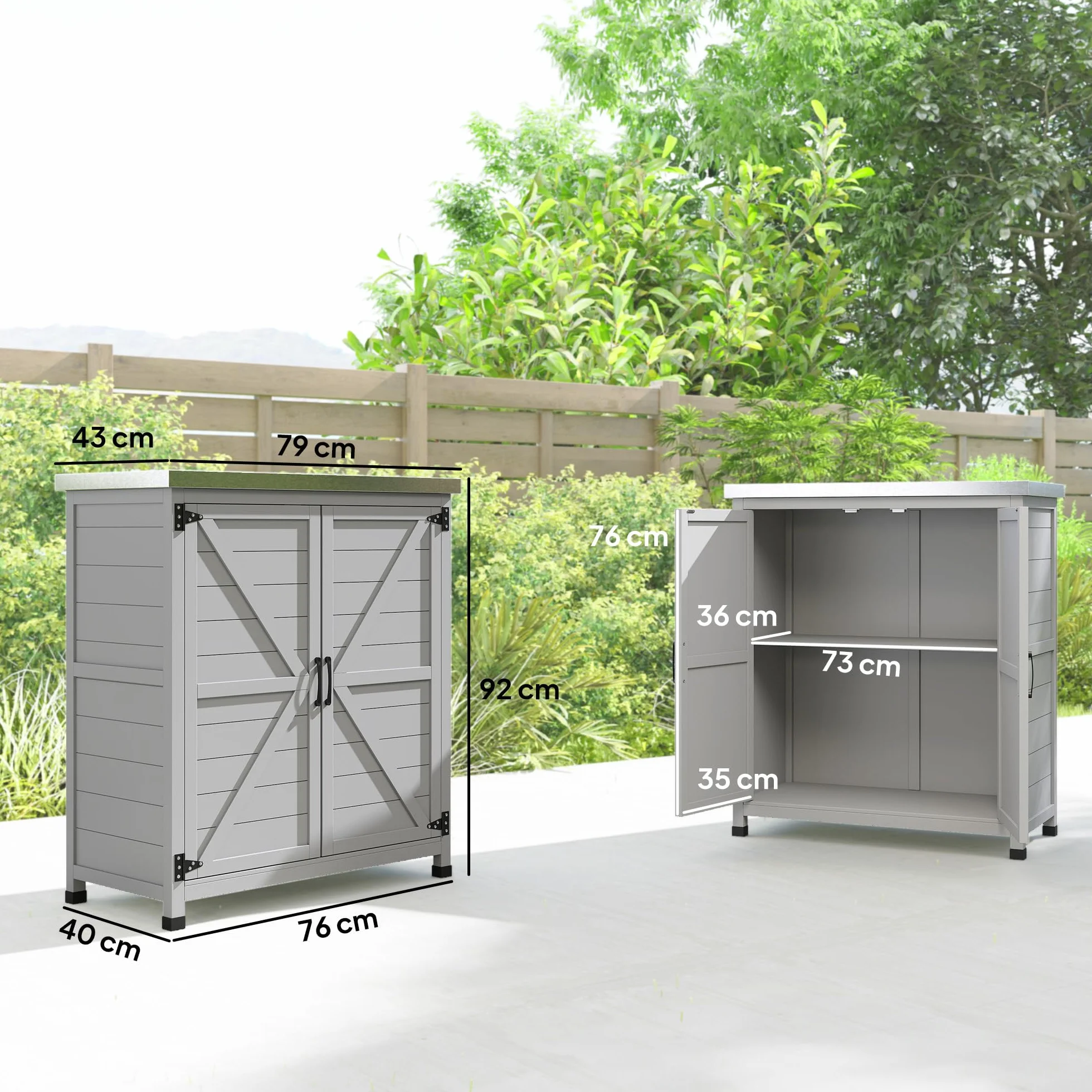 Outsunny Armadio da Esterno Acciaio Zincato 79x43x92 cm Grigio