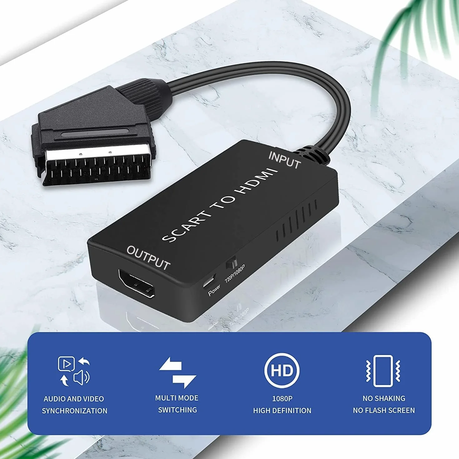 JiuYean Convertitore SCART a HDMI 720P 1080P per HDTV Proiettore Xbox PS3