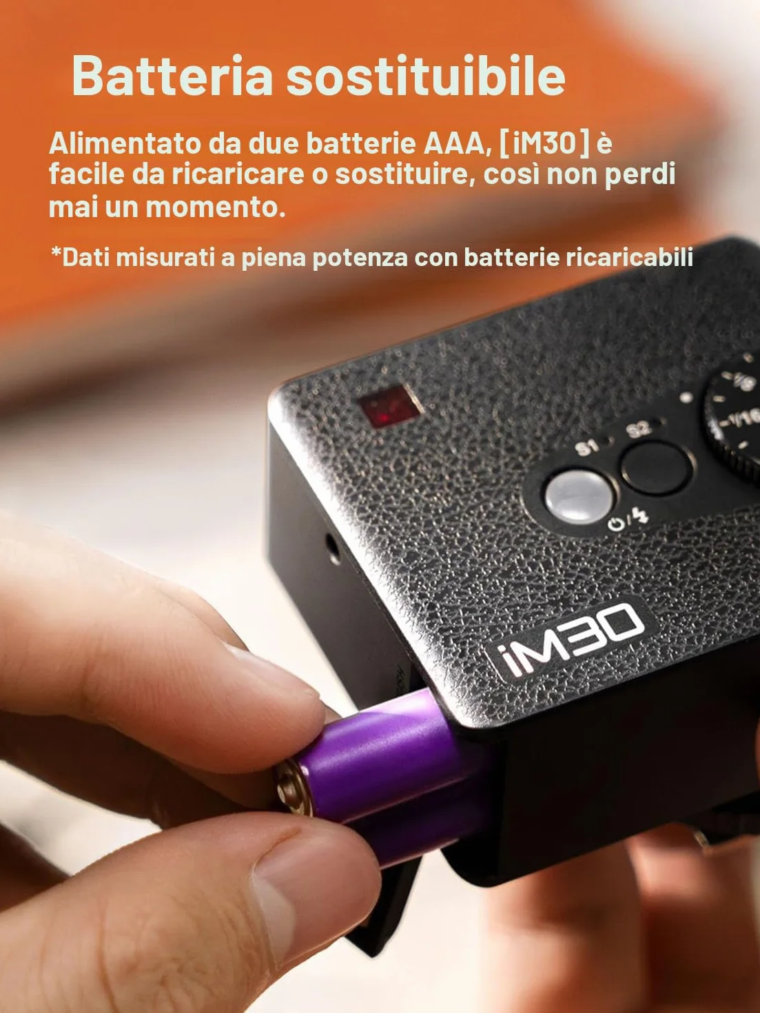 Godox iM30 Mini Flash Speedlite Manuale Controllo Ottico S1/S2 CCT 6500K 7 Livelli di Potenza Compatibile Canon Sony Nikon