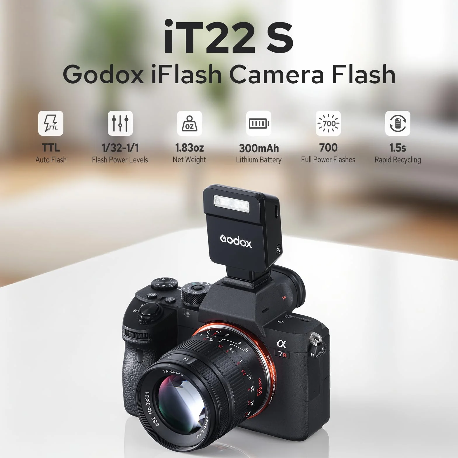 Godox iT22 S iT22S Mini Flash TTL per Fotocamera Sony con Batteria al Litio Integrata 700 Lampi