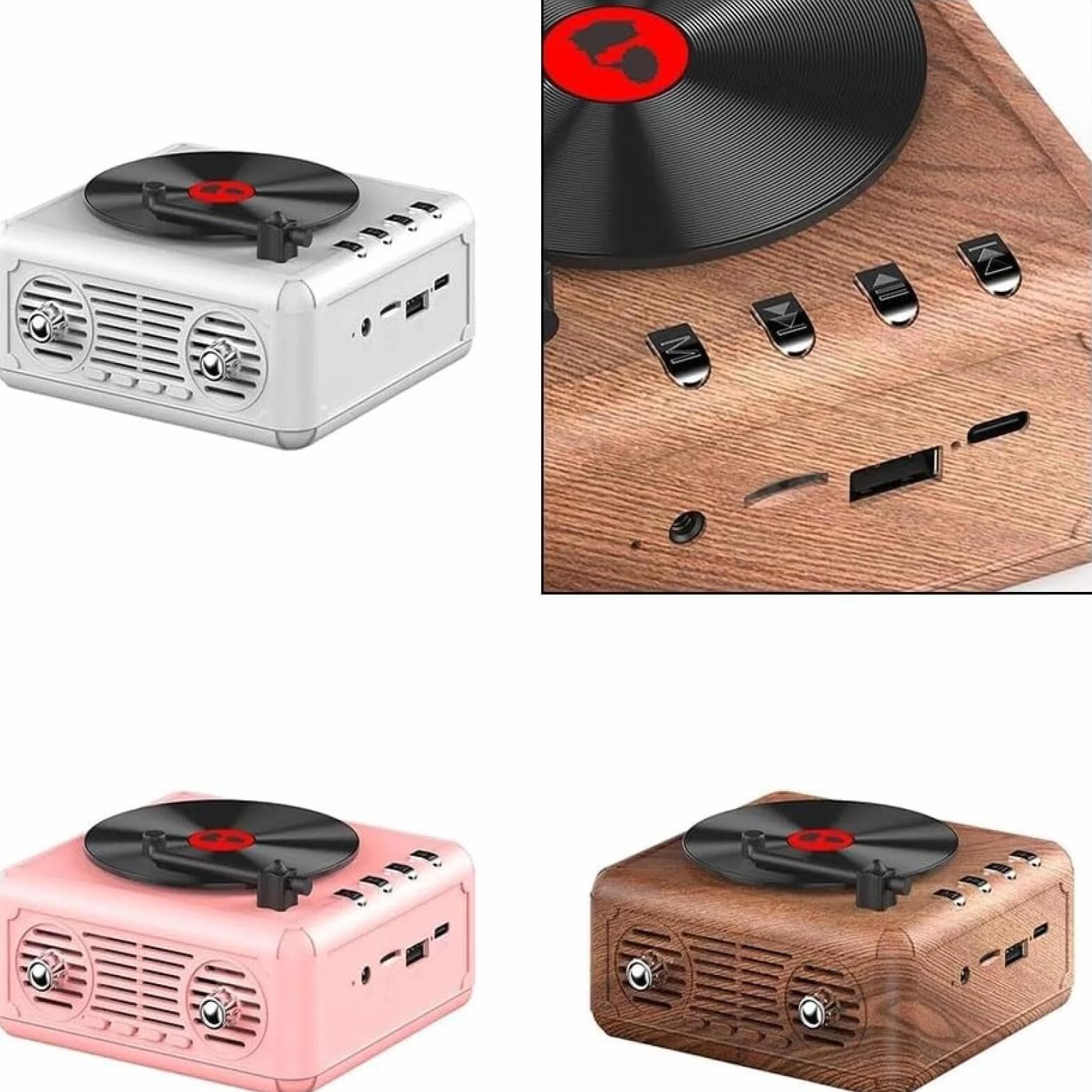 Przenośny odtwarzacz CD Bluetooth z głośnikiem na TF USB różowy