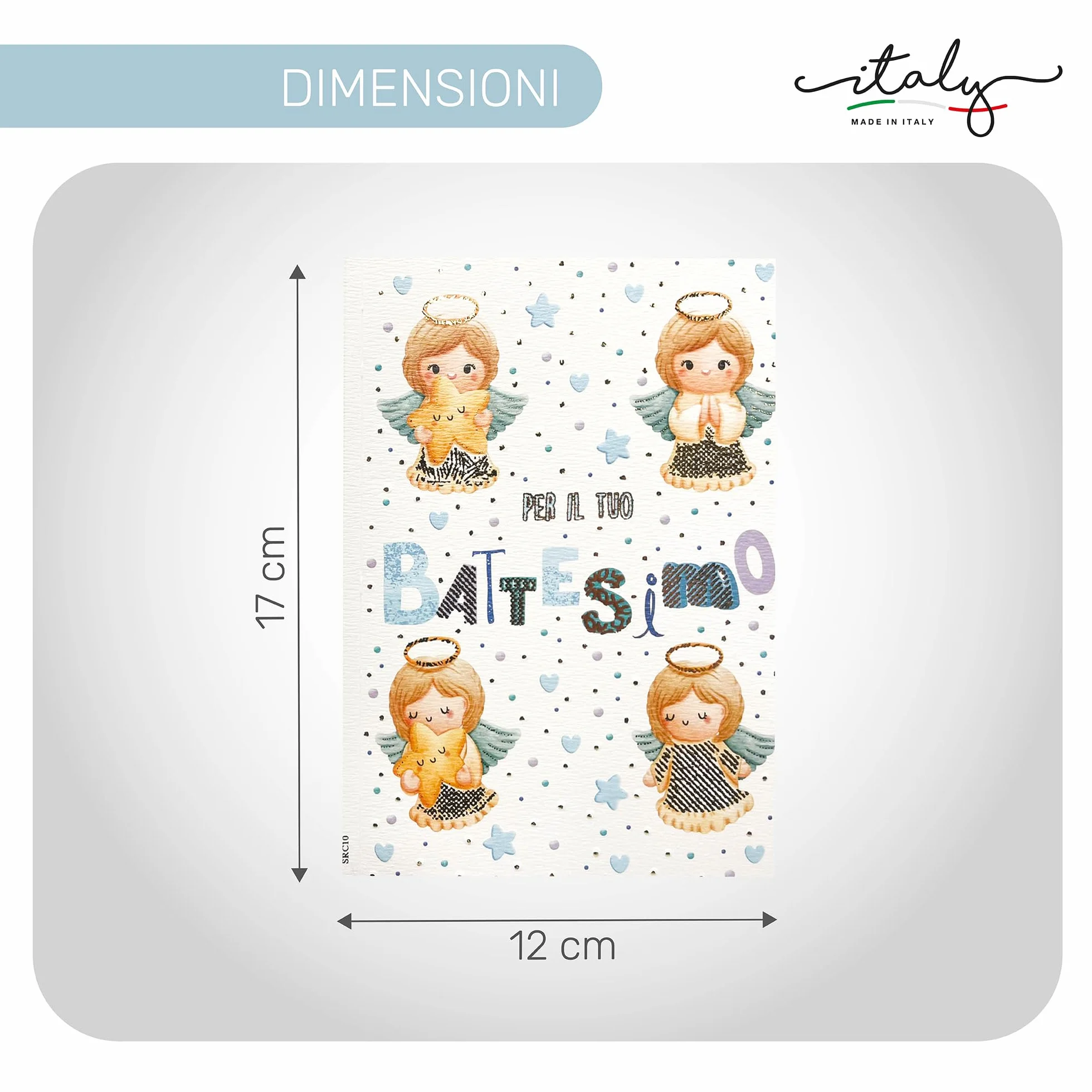 ICE TOYS Biglietto Auguri Battesimo 17 x 12 cm Rosa Angeli