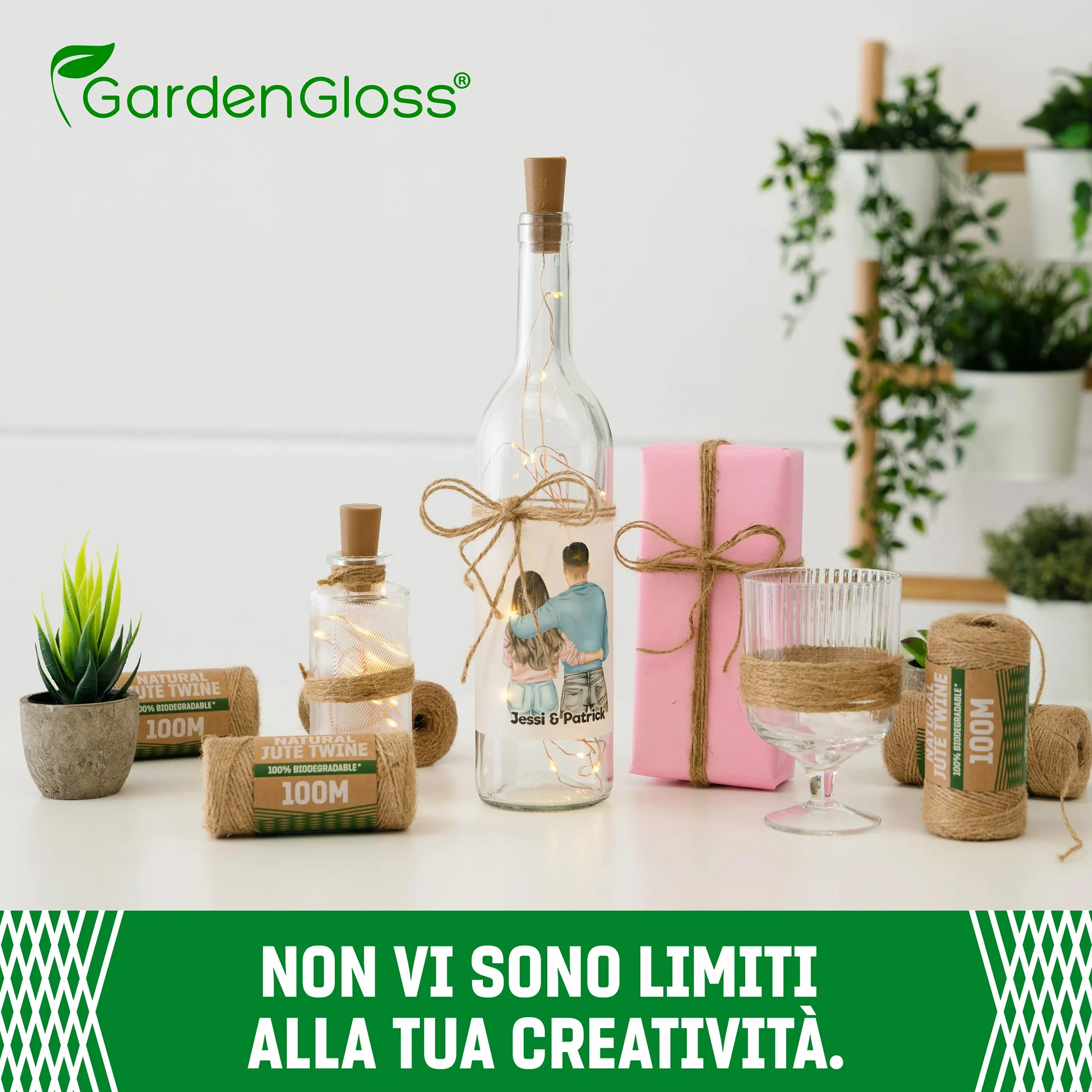 GardenGloss® Corda Juta In Fibra Naturale (100m) - Spago per il giardinaggio, l'artigianato, il fai da te e le confezioni regalo - 100% biodegradabile