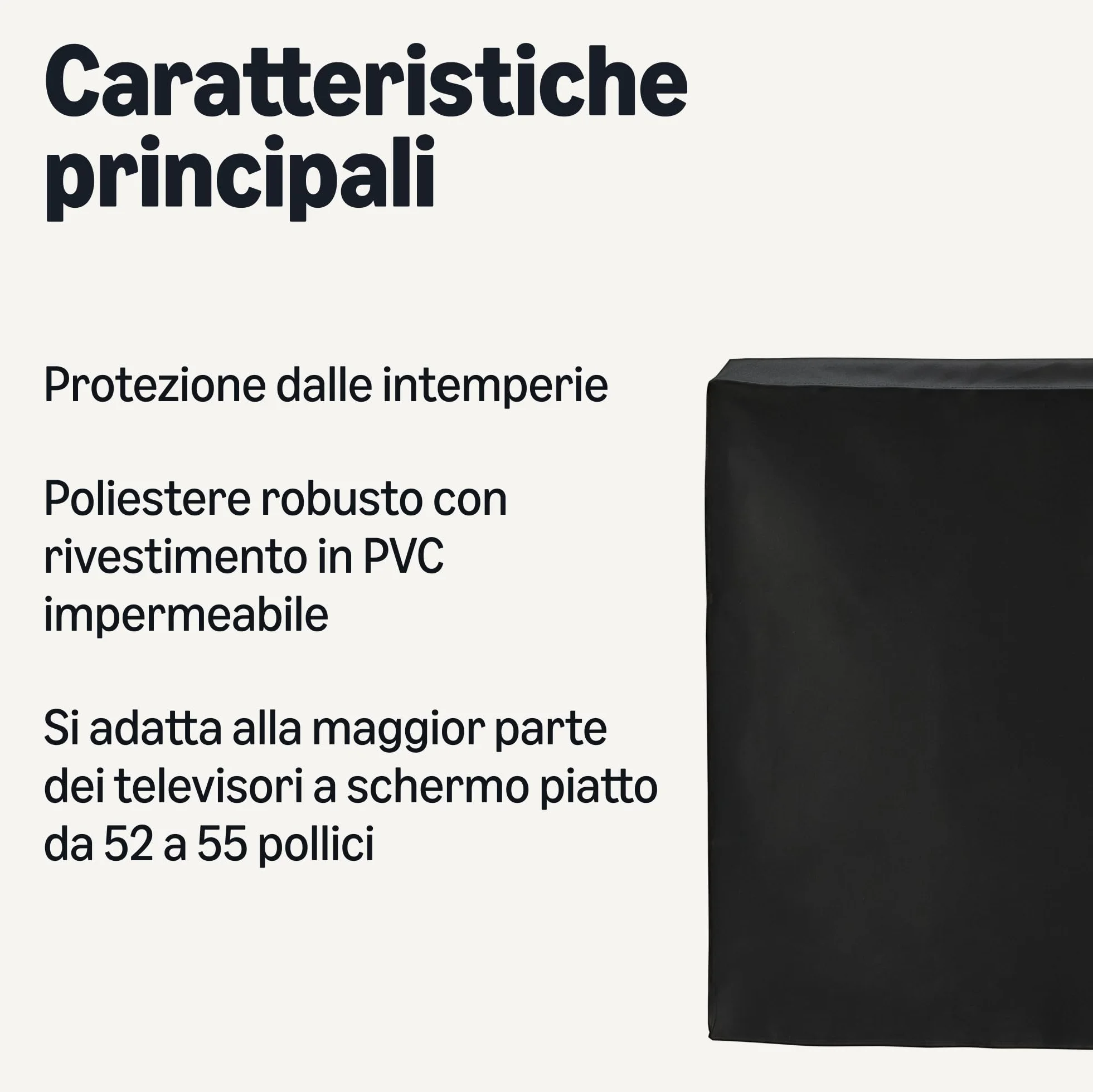 Amazon Basics, Copertura impermeabile per TV da esterno 52-55 pollici, 131,3 x 13,7 x 78,7 cm, Nera