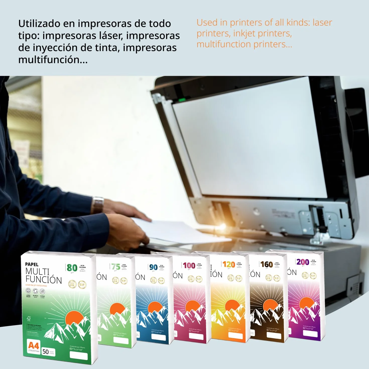Foglio A4 80 g 50 fogli carta multiuso per stampante laser e iniezione fotocopiatrice Ofituria