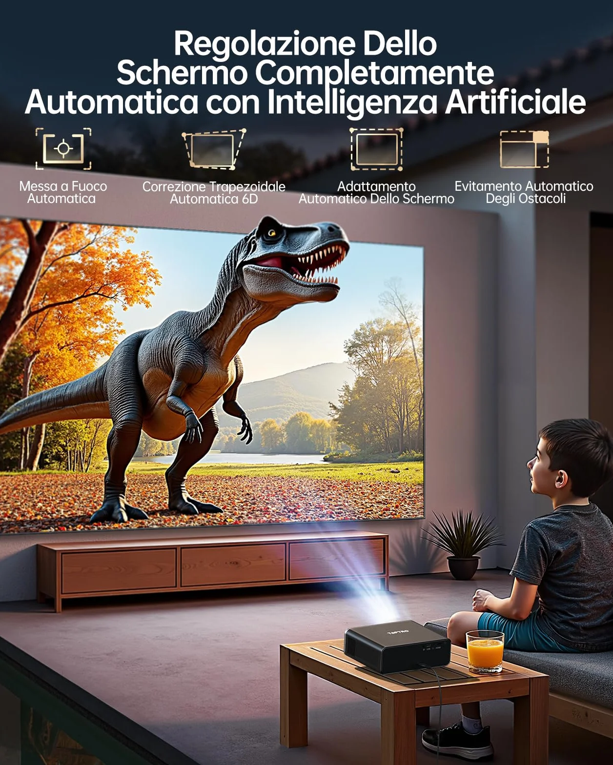 TOPTRO A1 Proiettore 4K 1000 ANSI WiFi 6 Bluetooth 5.3 Portatile Smart Home Theater
