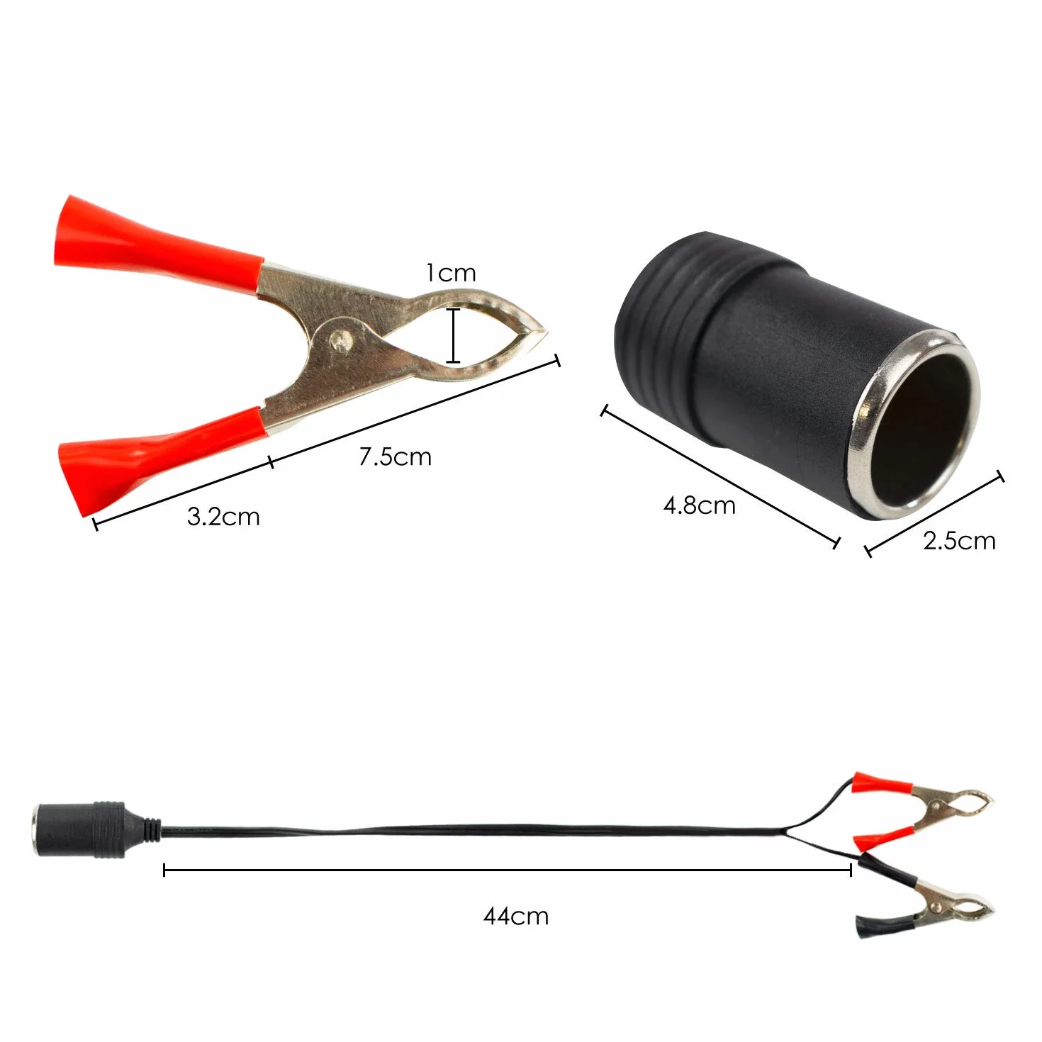 TRIXES Adattatore presa accendisigari 12 V con pinze per batteria auto