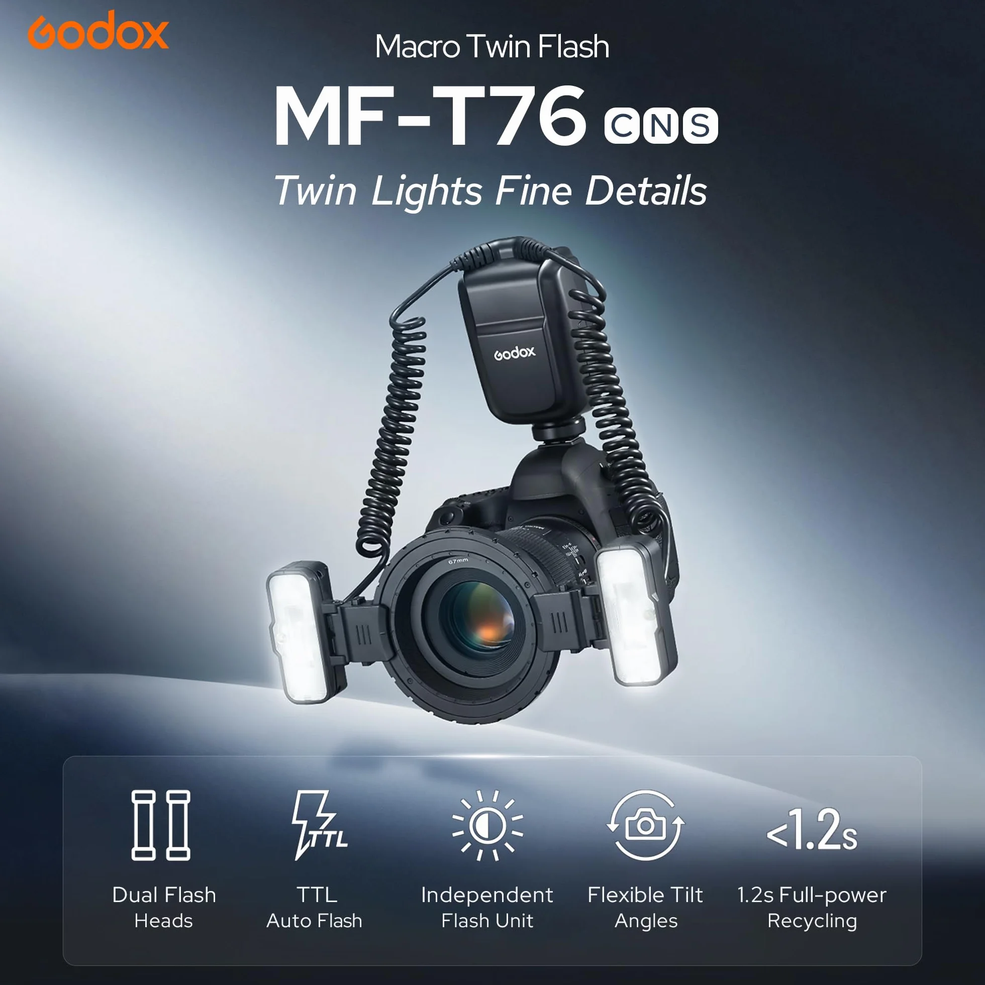 Godox MF-T76 S Dual-Head Macro Flash 76Ws GN 22.4 TTL per Sony
